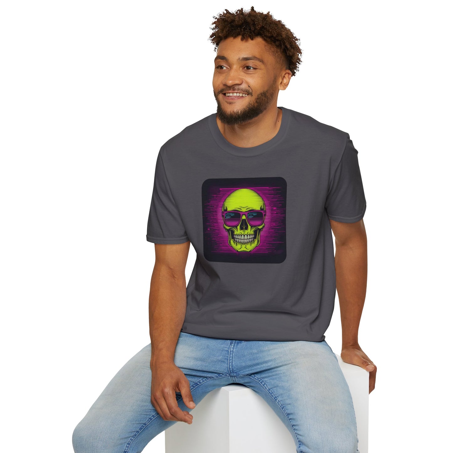 Game Over Retro Gamer Tee - Pixellated Skull in Charcoal