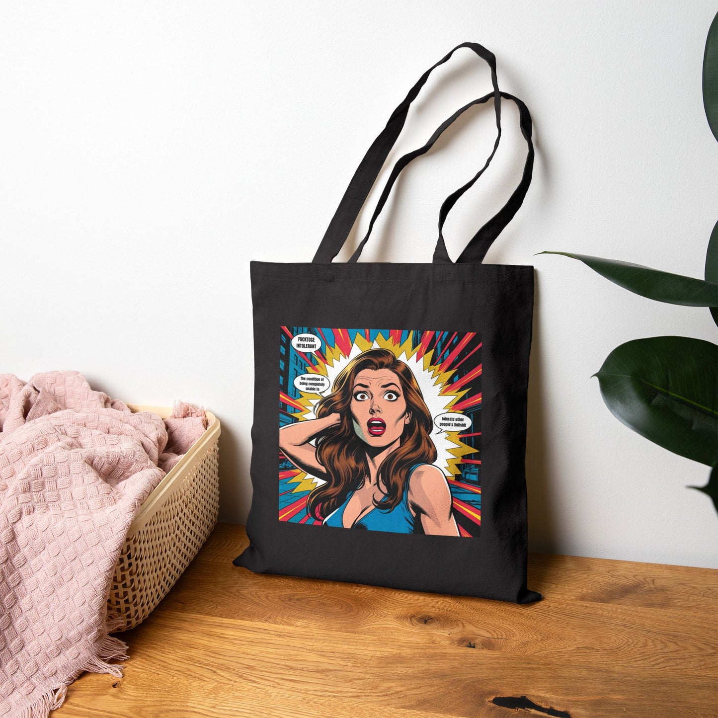 Pop Art Sass – “I Whisper WTF” Tote Bag in Black