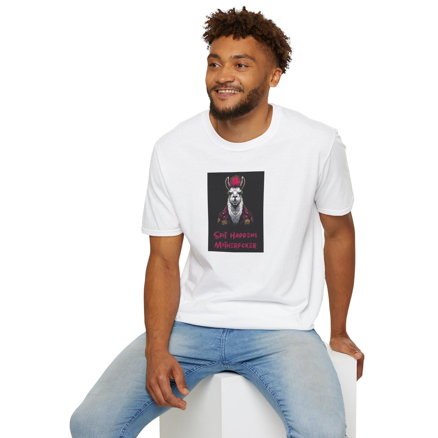 Spit Happens, Motherfcker T-Shirt – Grungy Punk Llama Street Art Tee
