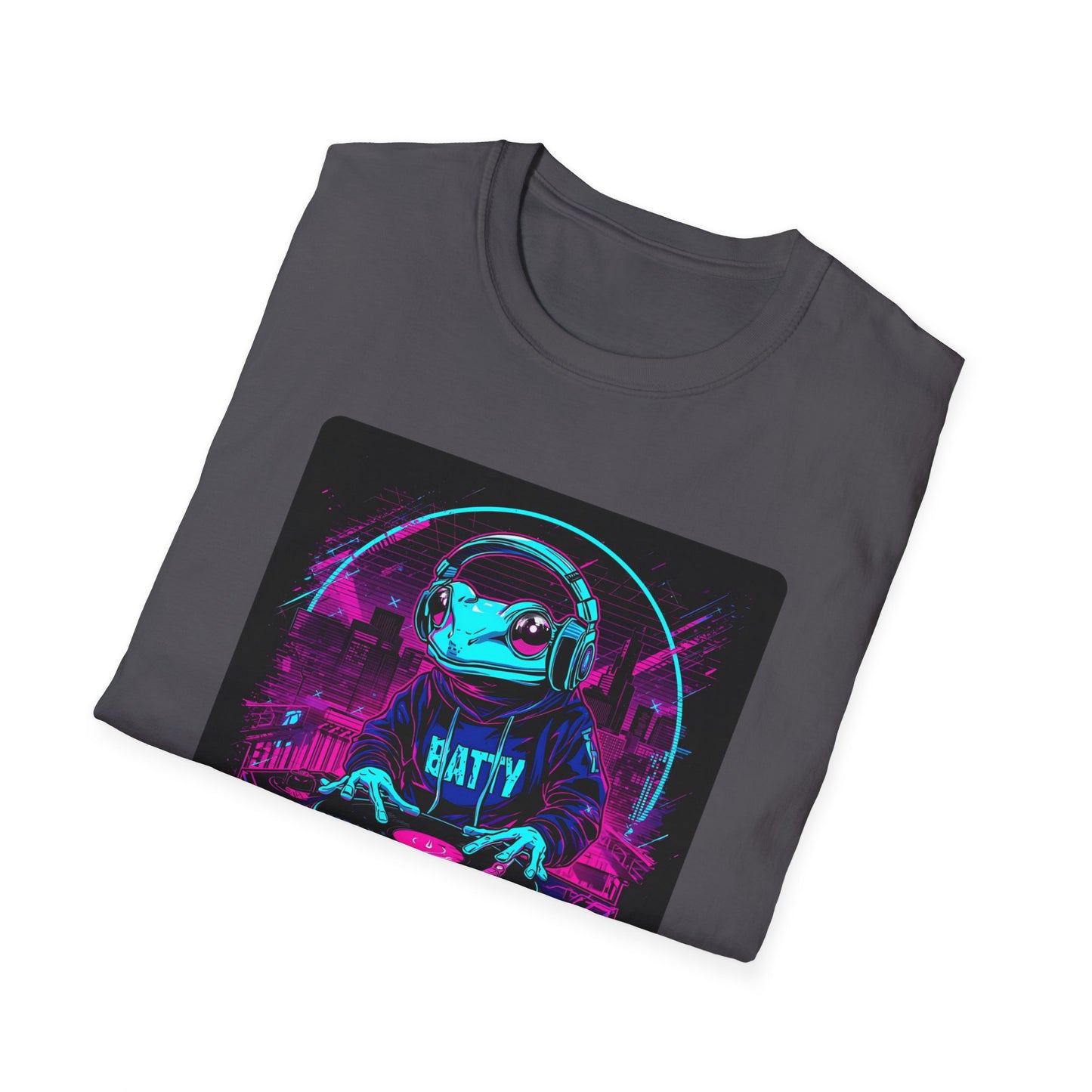 DJ Froggy on the Floor T-Shirt in Charcoal - Folded