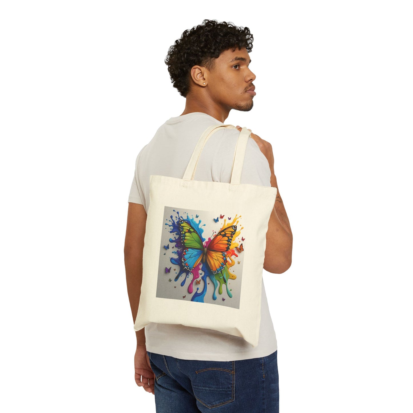 Wings of Colour - Butterfly Canvas Tote Bag in Neutral