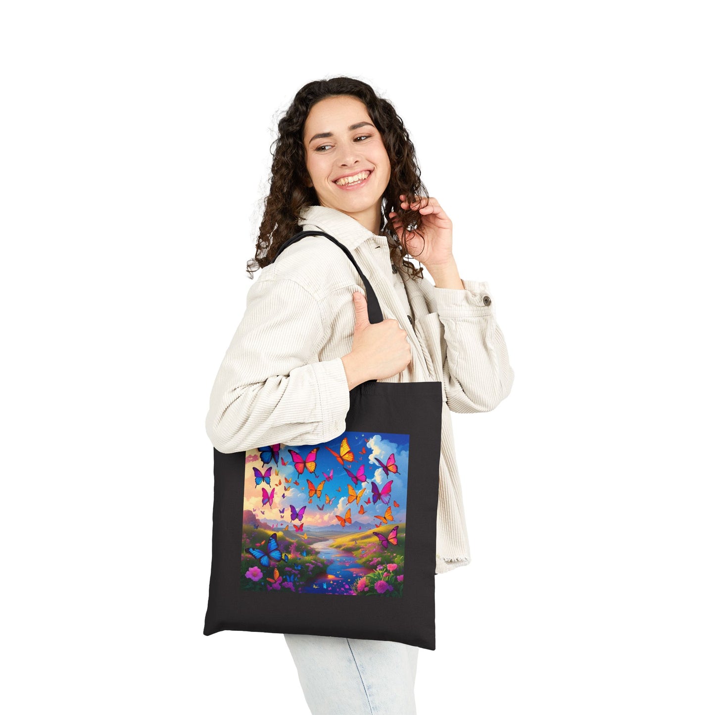 Butterfly Meadow Tote Bag in Black
