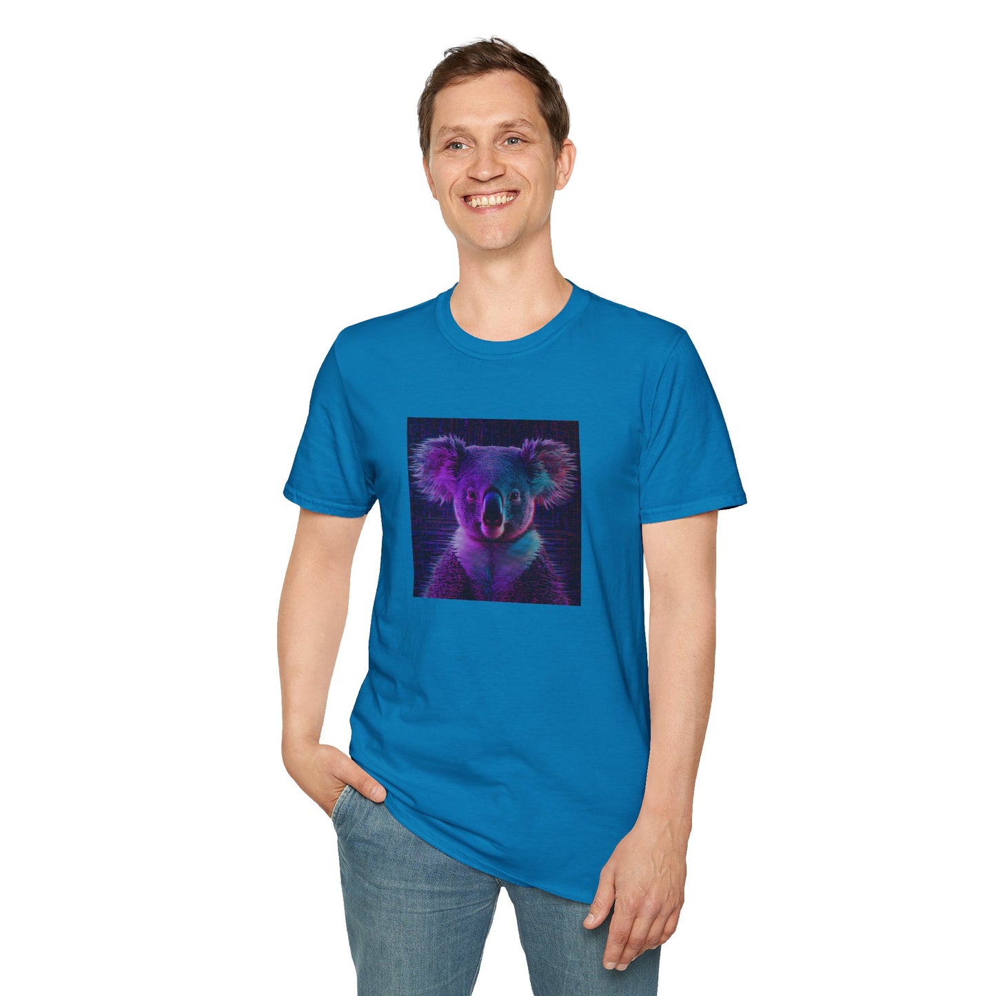 Pixellated Koala — Pixel Down Under Retro Gamer Tee in Sapphire