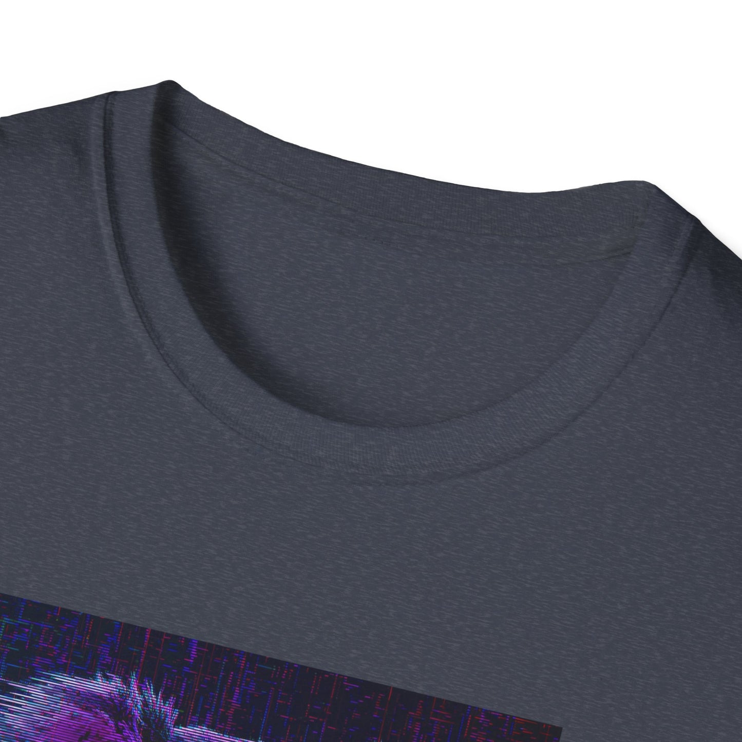 Pixellated Koala — Pixel Down Under Retro Gamer Tee in Heather Navy - Neckline