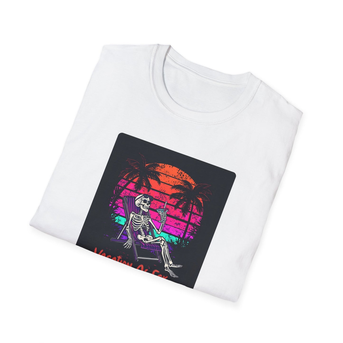 Vacation As Fck T-Shirt – Chill Neon Skeleton Beach Tee