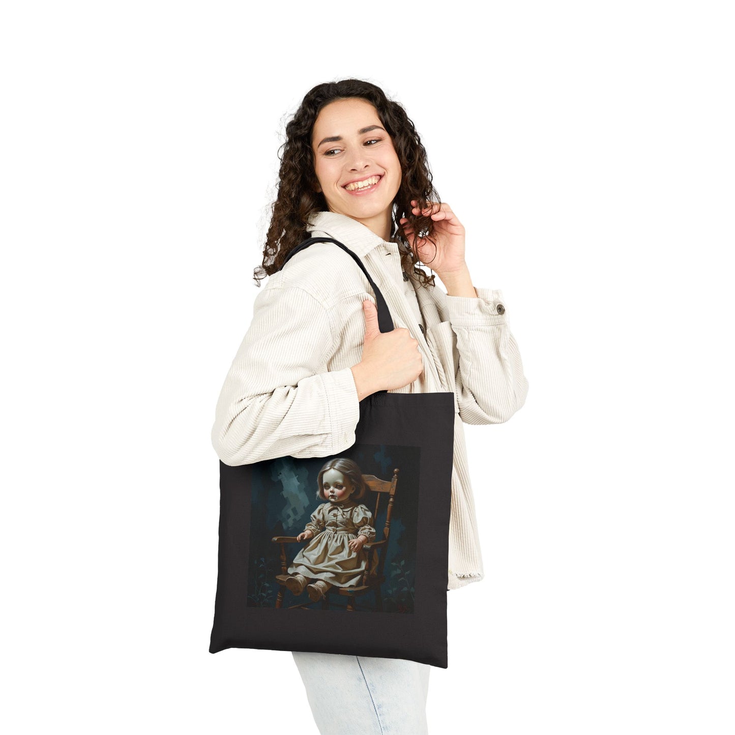 Willow - The Still One Spooky Doll Tote Bag in Black