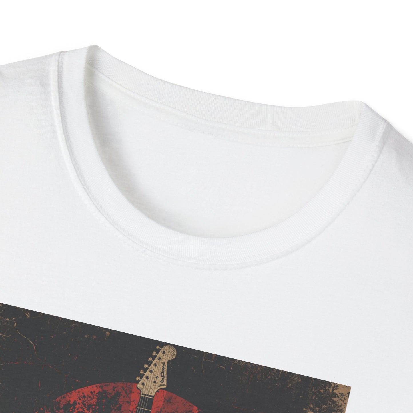 Rise of Sound - Vintage Guitar Sun Tee in White - Neckline