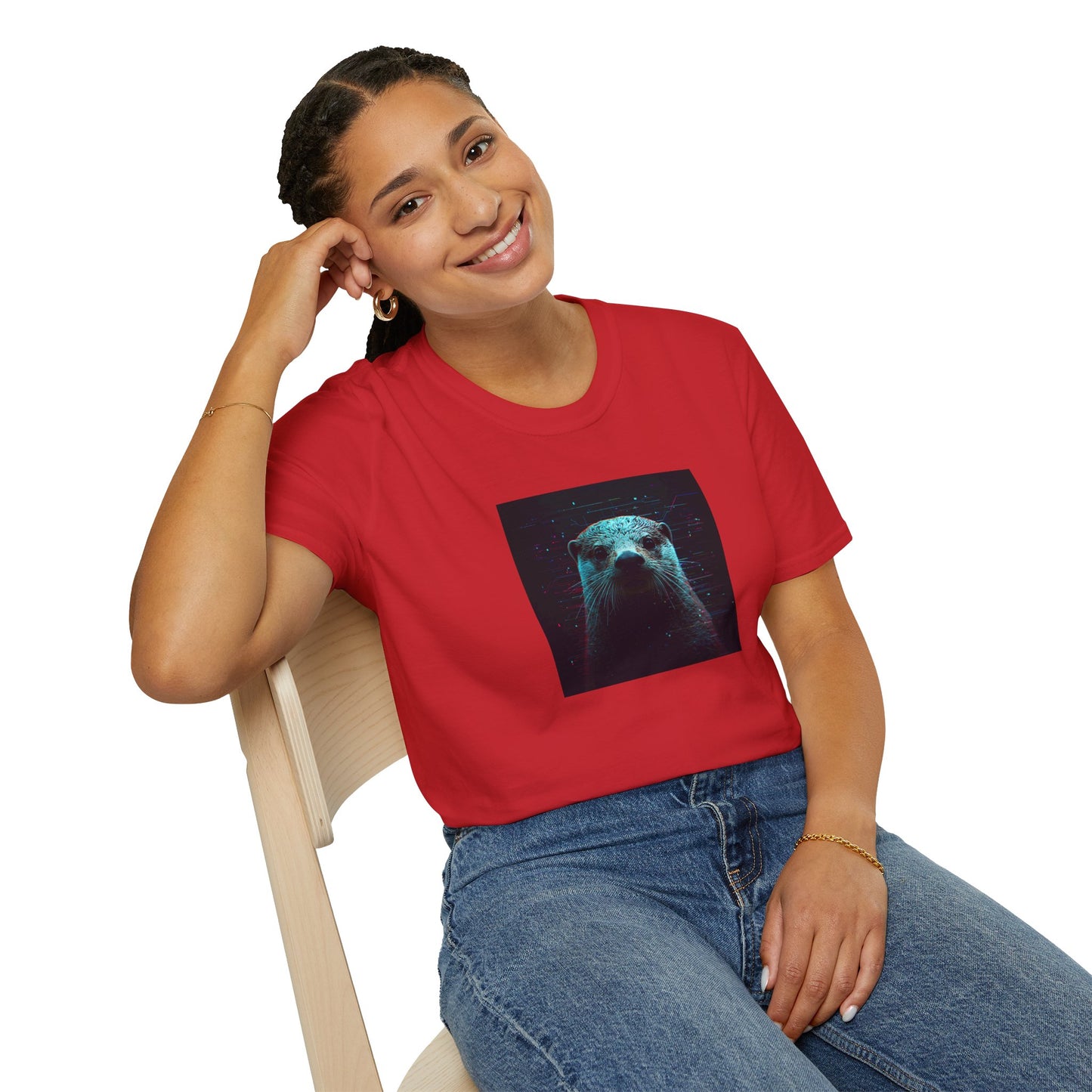 Pixellated Otter — Otterly Retro Gamer Tee in Red