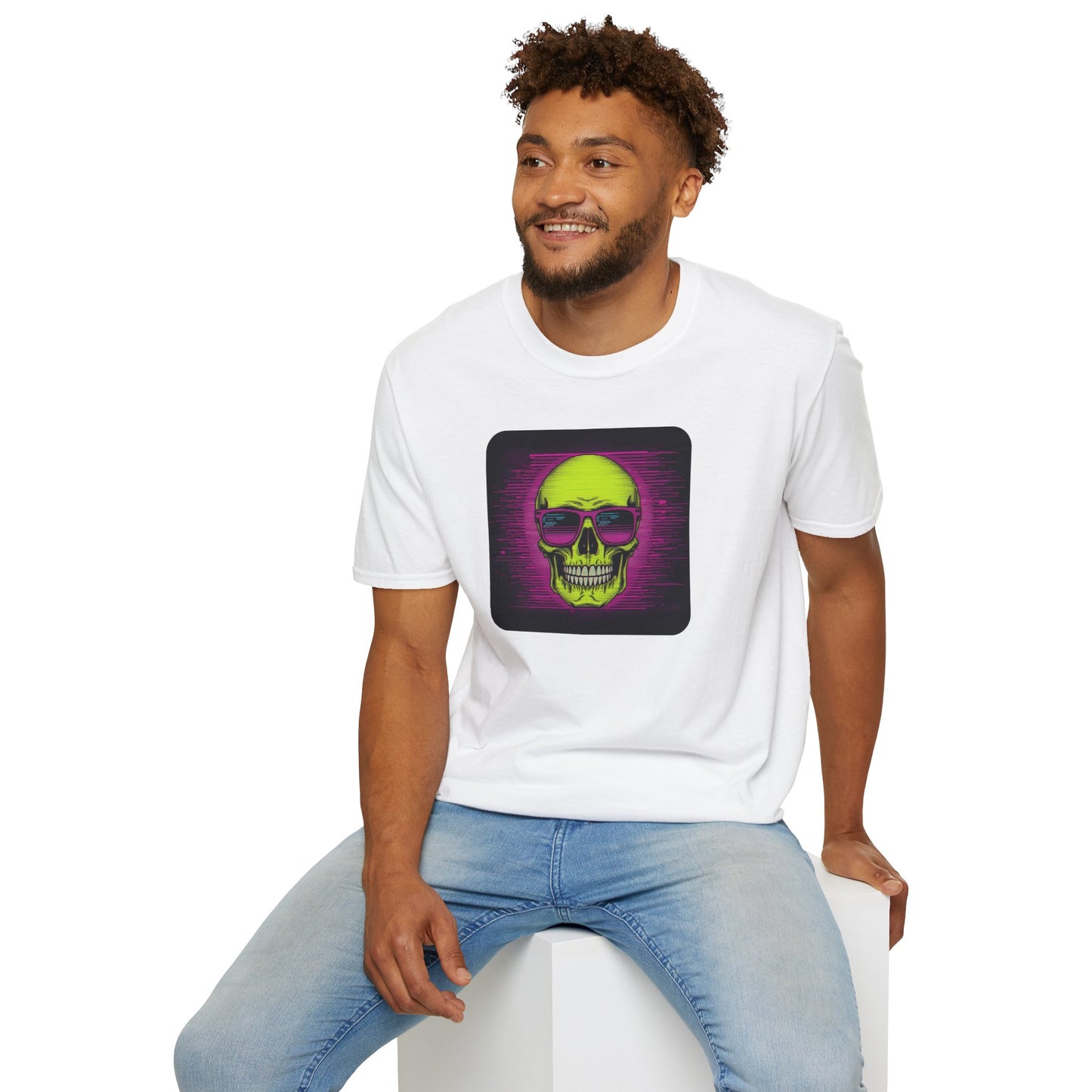 Game Over Retro Gamer Tee - Pixellated Skull in White