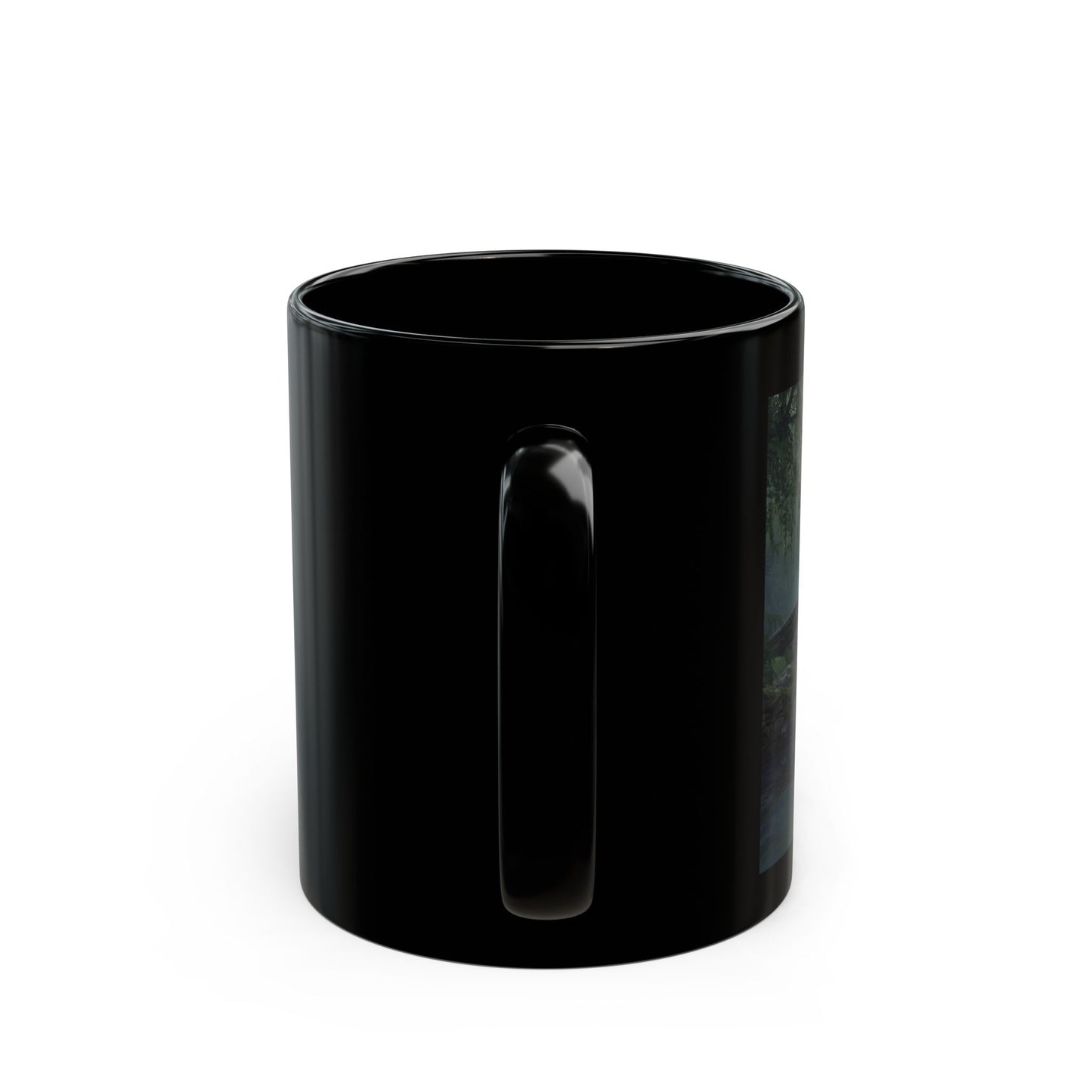 Bridge Over Morning Mist Mug - side view - Black mug