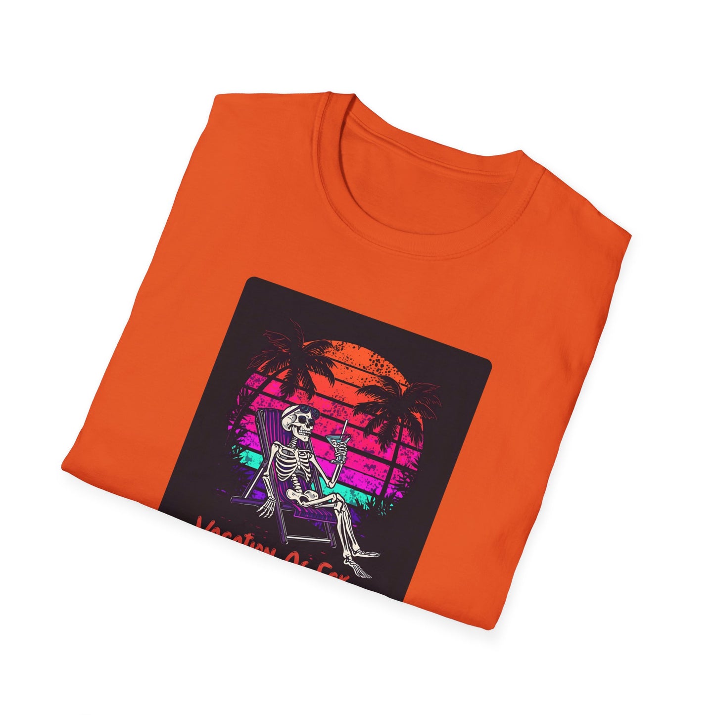 Vacation As Fck T-Shirt – Chill Neon Skeleton Beach Tee