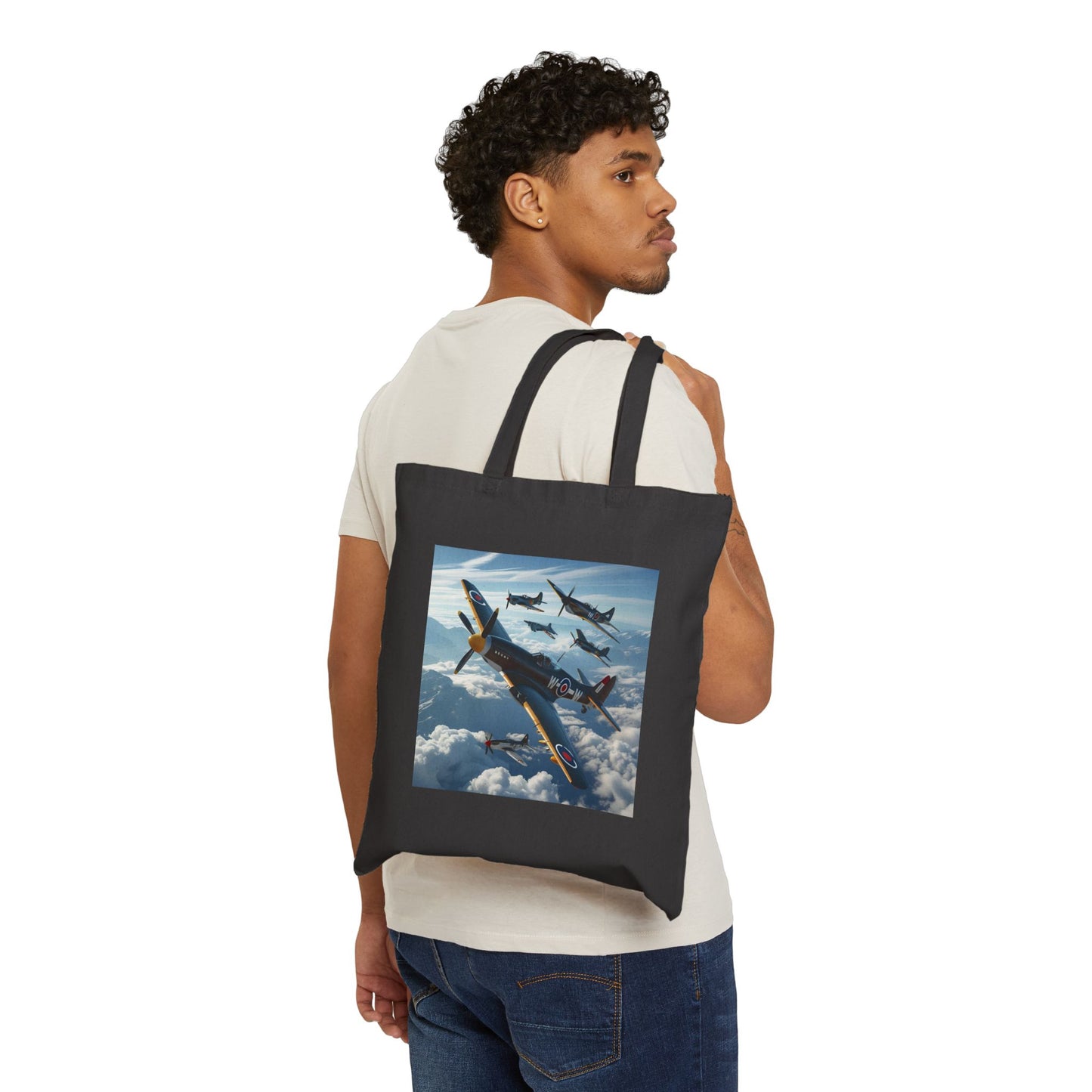Wings of Valor Tote Bag in Black