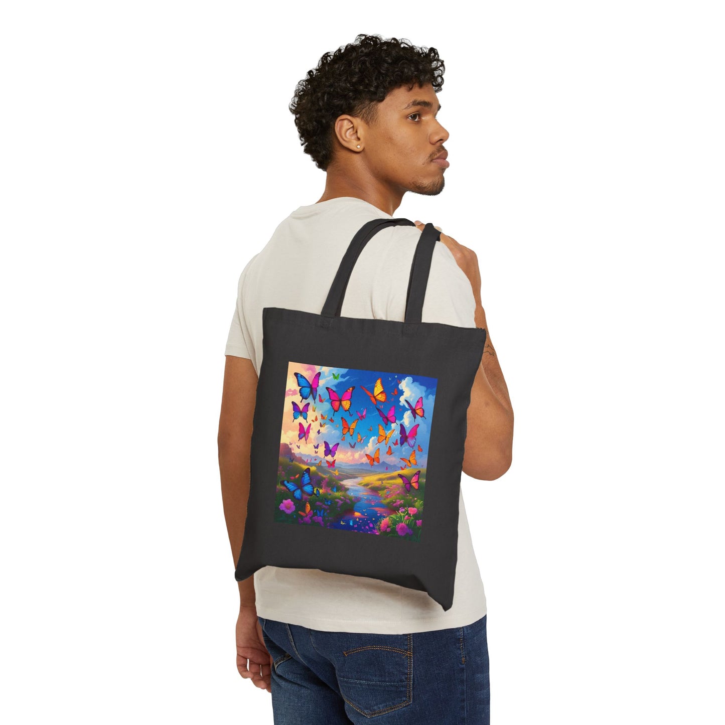 Butterfly Meadow Tote Bag in Black