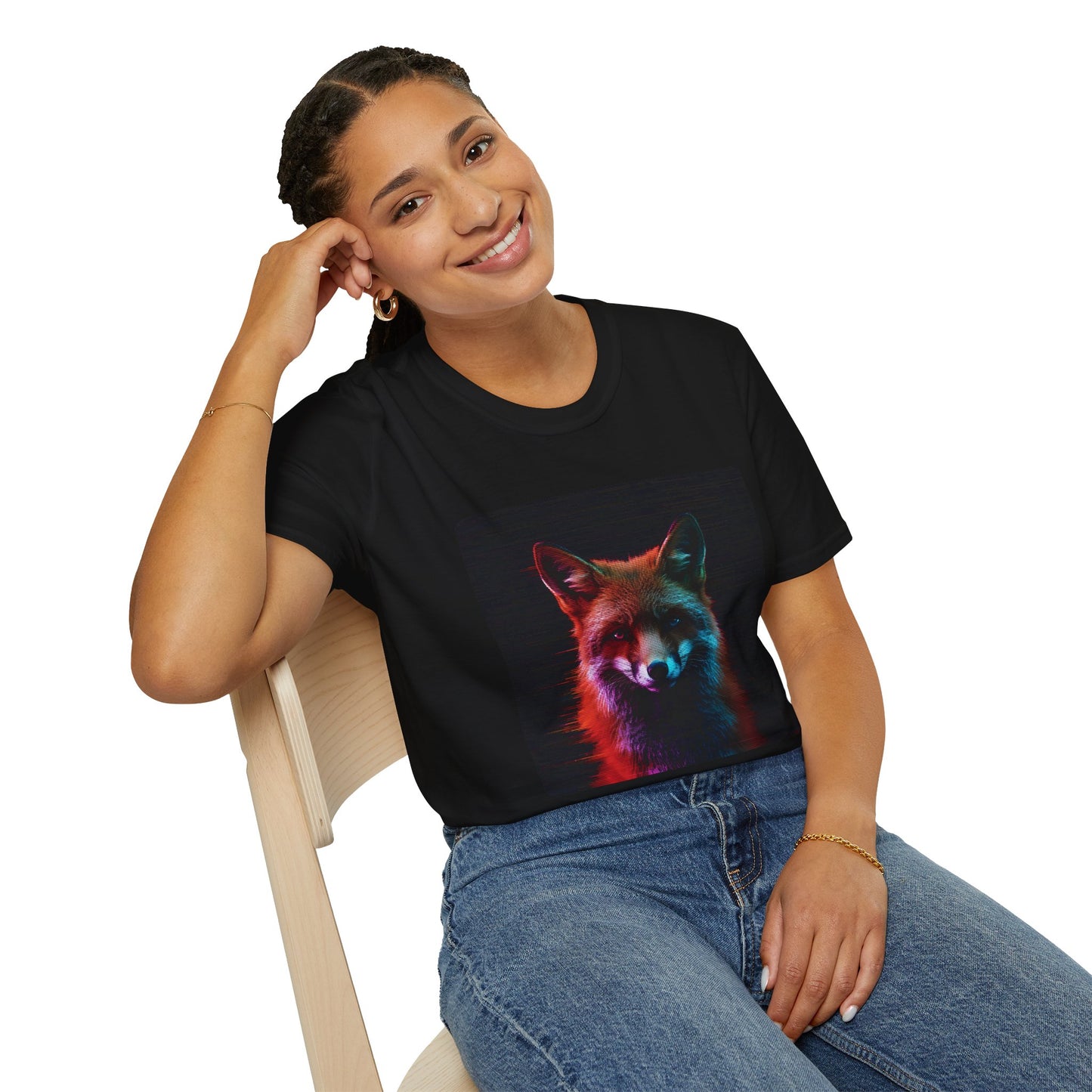 Pixel Fade – Glitched Fox Static Tee