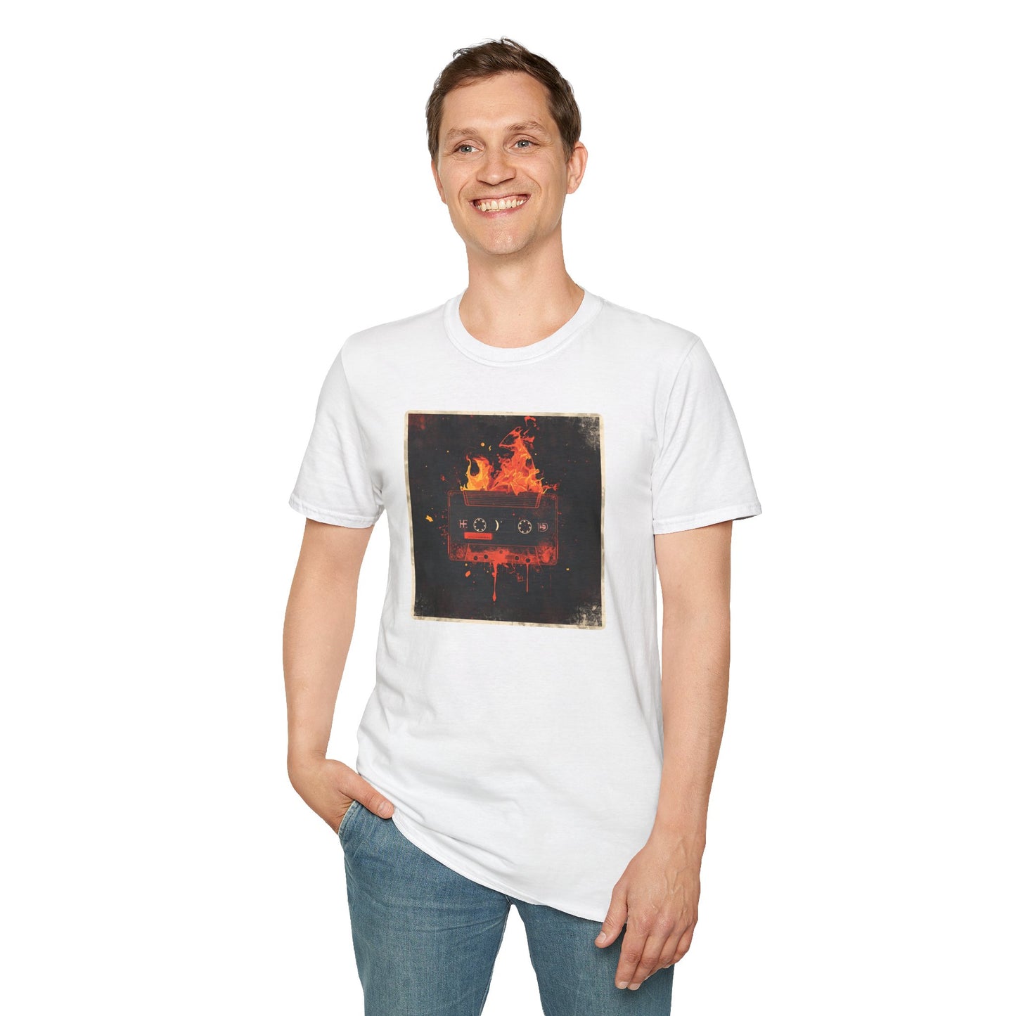 Burning Mixtape Memories - Vintage Cassette Fire T-Shirt