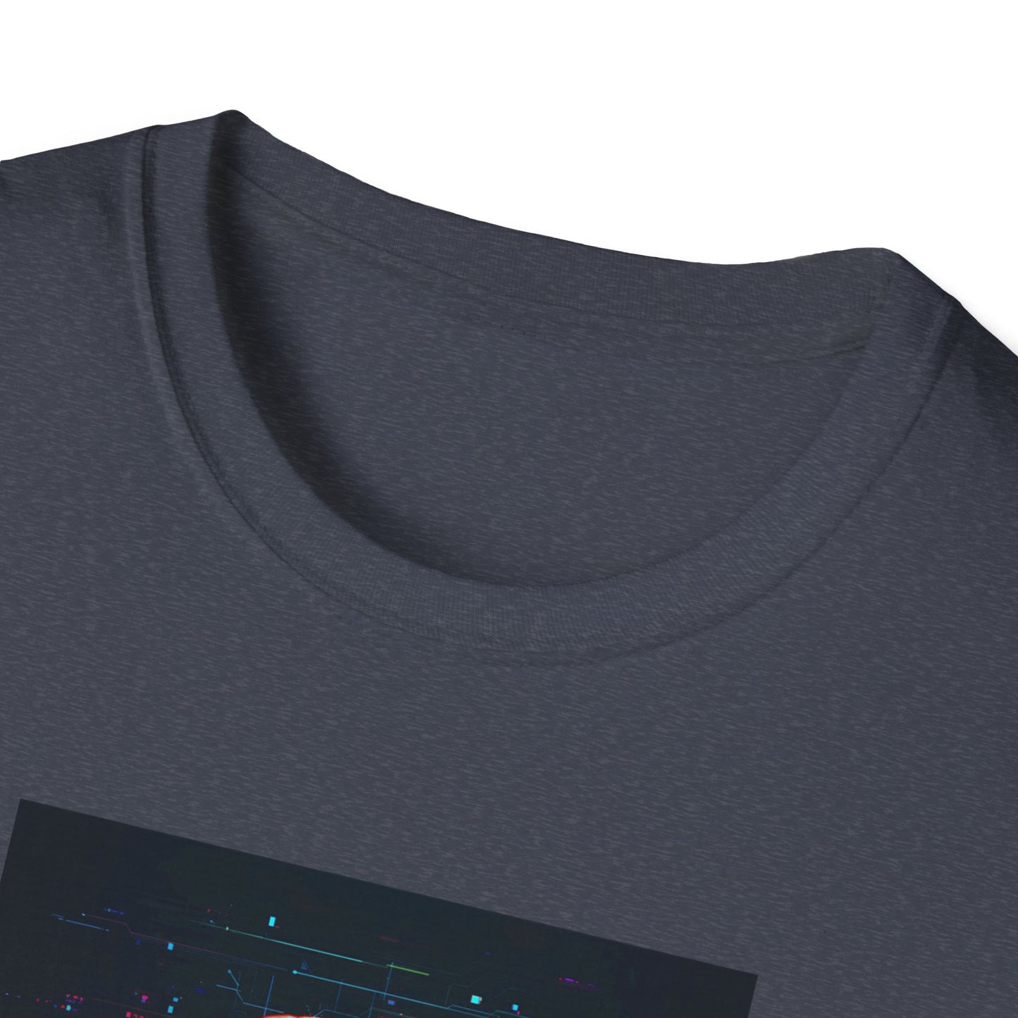 Pixellated Otter — Otterly Retro Gamer Tee in Heather Navy - Neckline