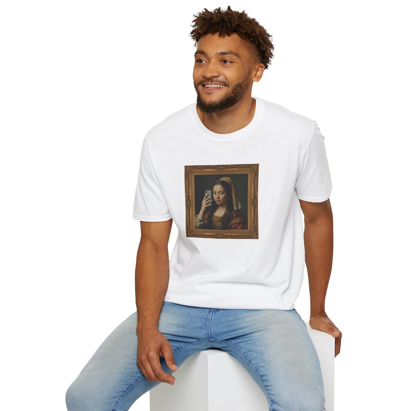 Renaissance Selfie T-Shirt – Classical Art Parody with Modern Twist