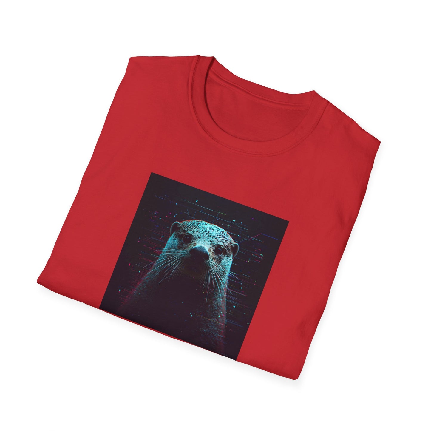 Pixellated Otter — Otterly Retro Gamer Tee in Red - Folded
