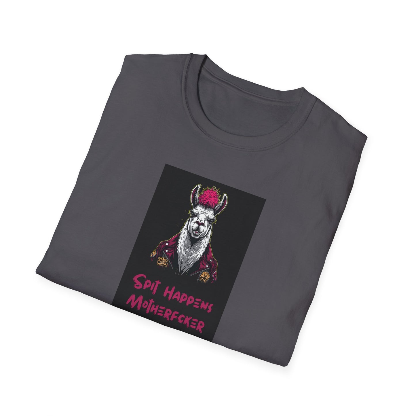 Spit Happens, Motherfcker T-Shirt – Grungy Punk Llama Street Art Tee