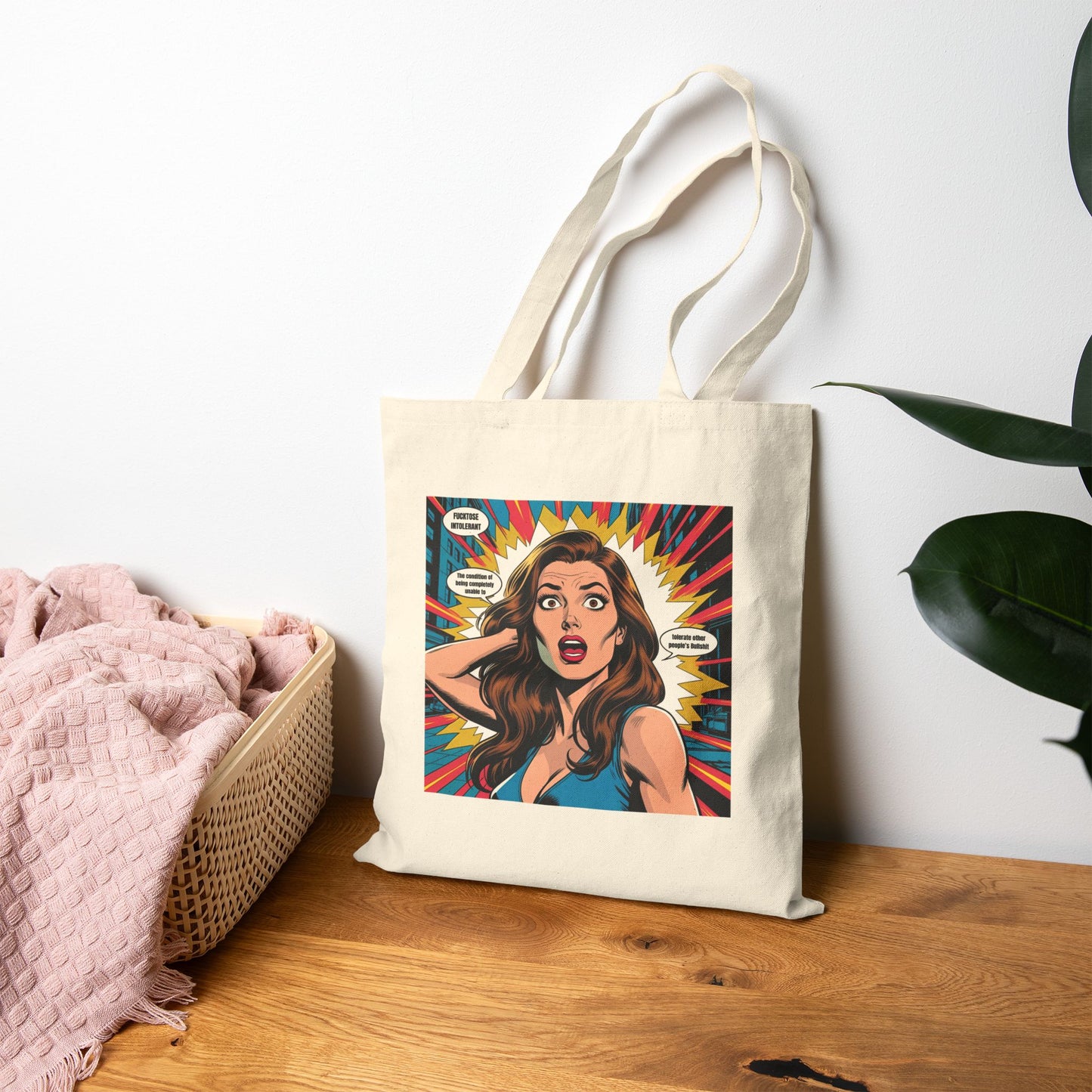 Pop Art Sass – “I Whisper WTF” Tote Bag in Natural