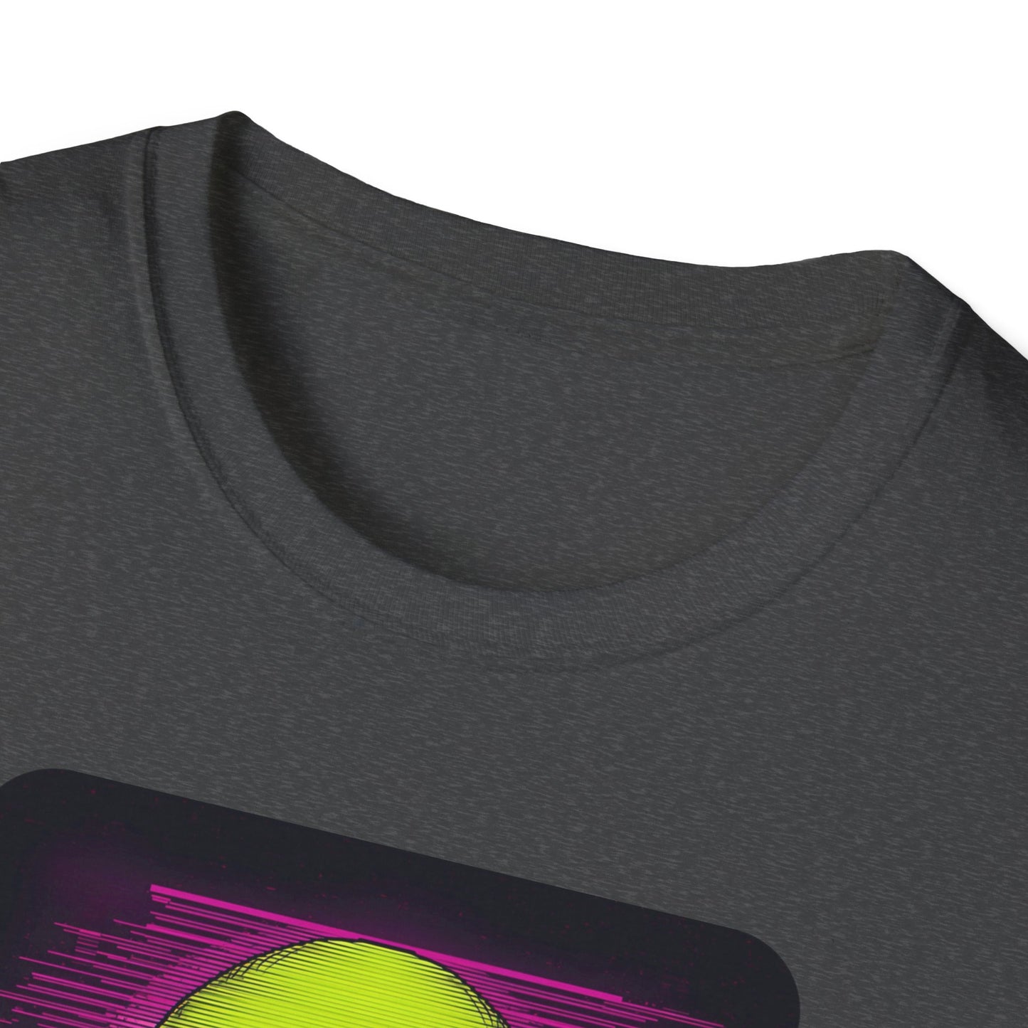 Game Over Retro Gamer Tee - Pixellated Skull in Dark Heather - Neckline
