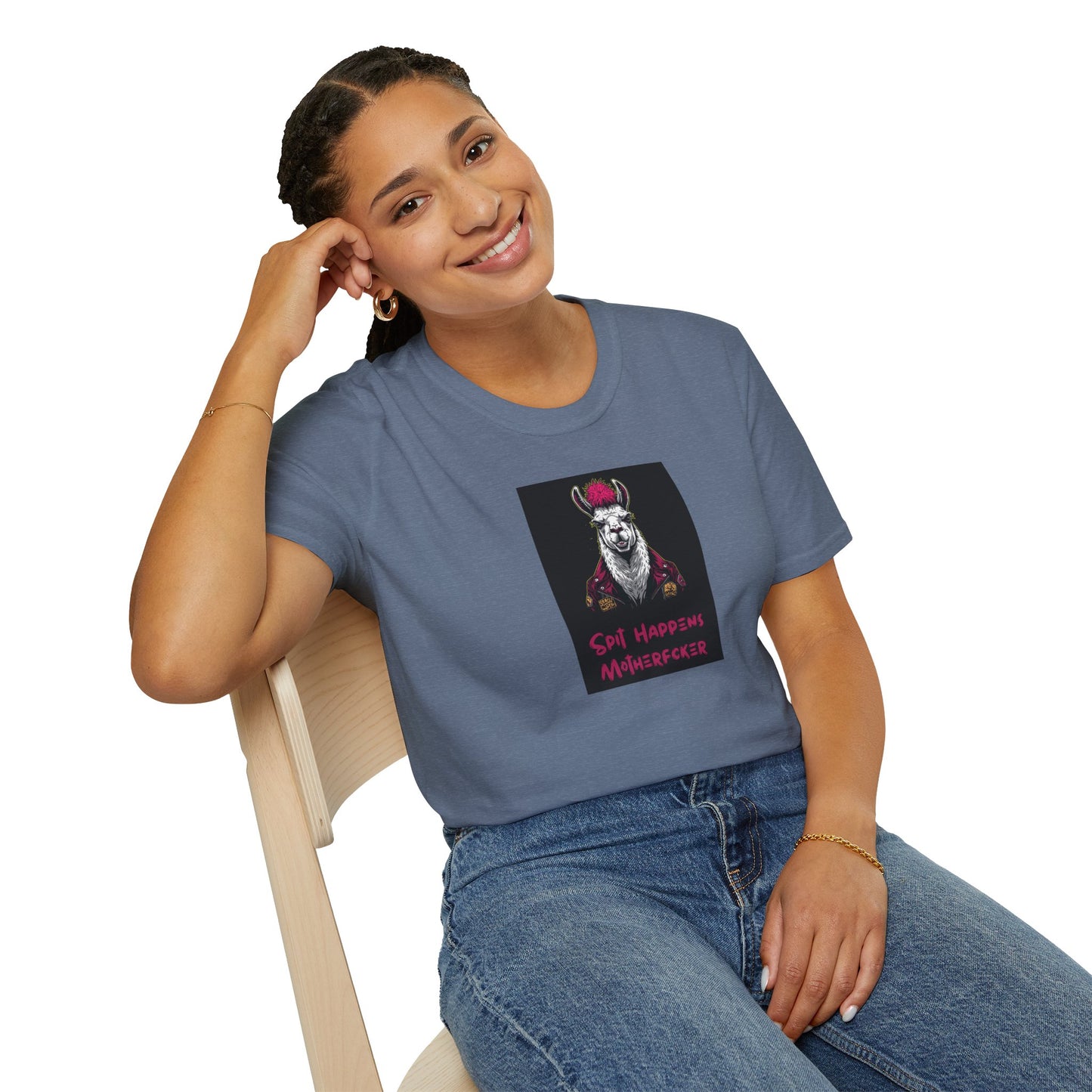 Spit Happens, Motherfcker T-Shirt – Grungy Punk Llama Street Art Tee