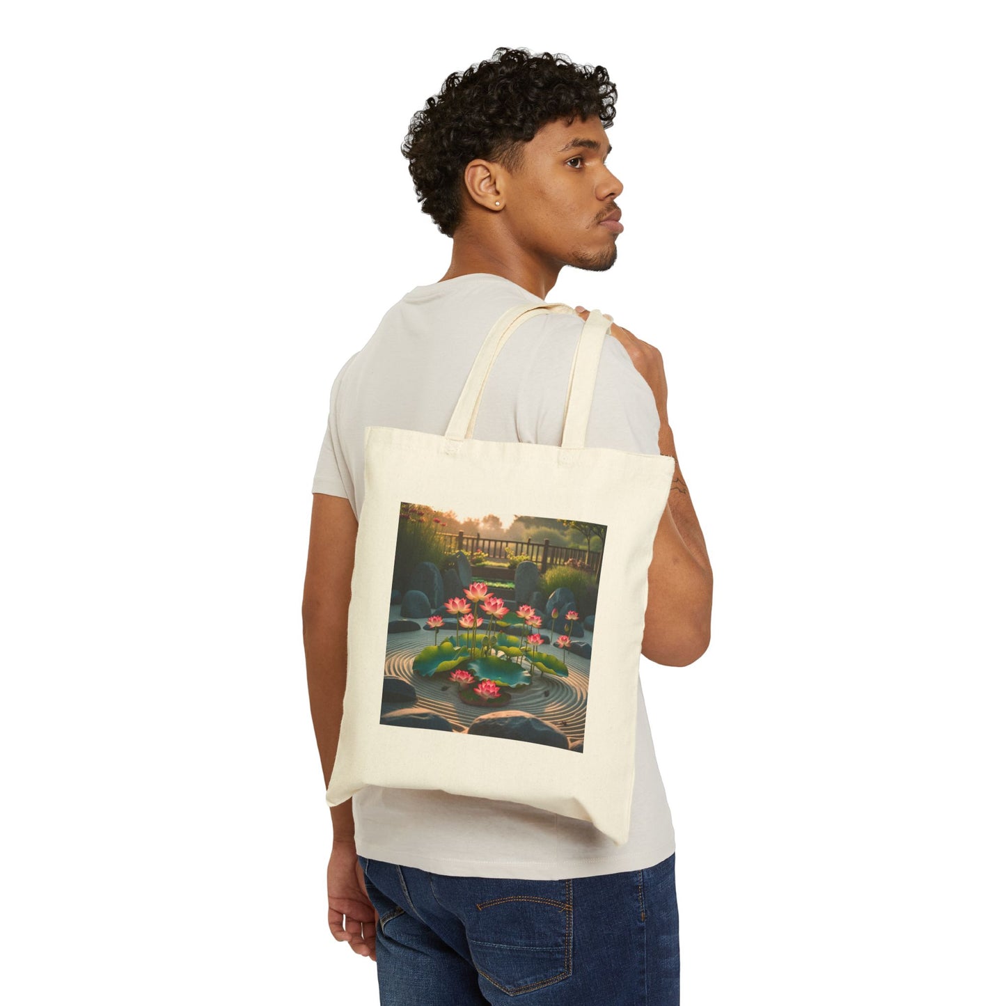 Garden of Stillness Canvas Tote Bag in Natural
