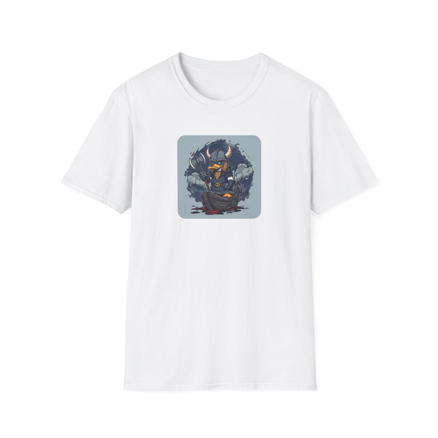 Goth Viking Duck – Dark Cartoon Chaos T-Shirt in White