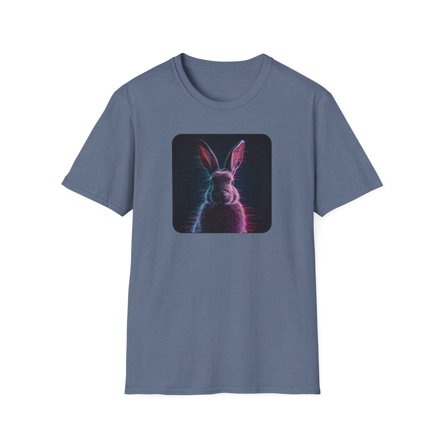 Pixellated Bunny — Hop Level Up Retro Gamer Tee in Heather Indigo
