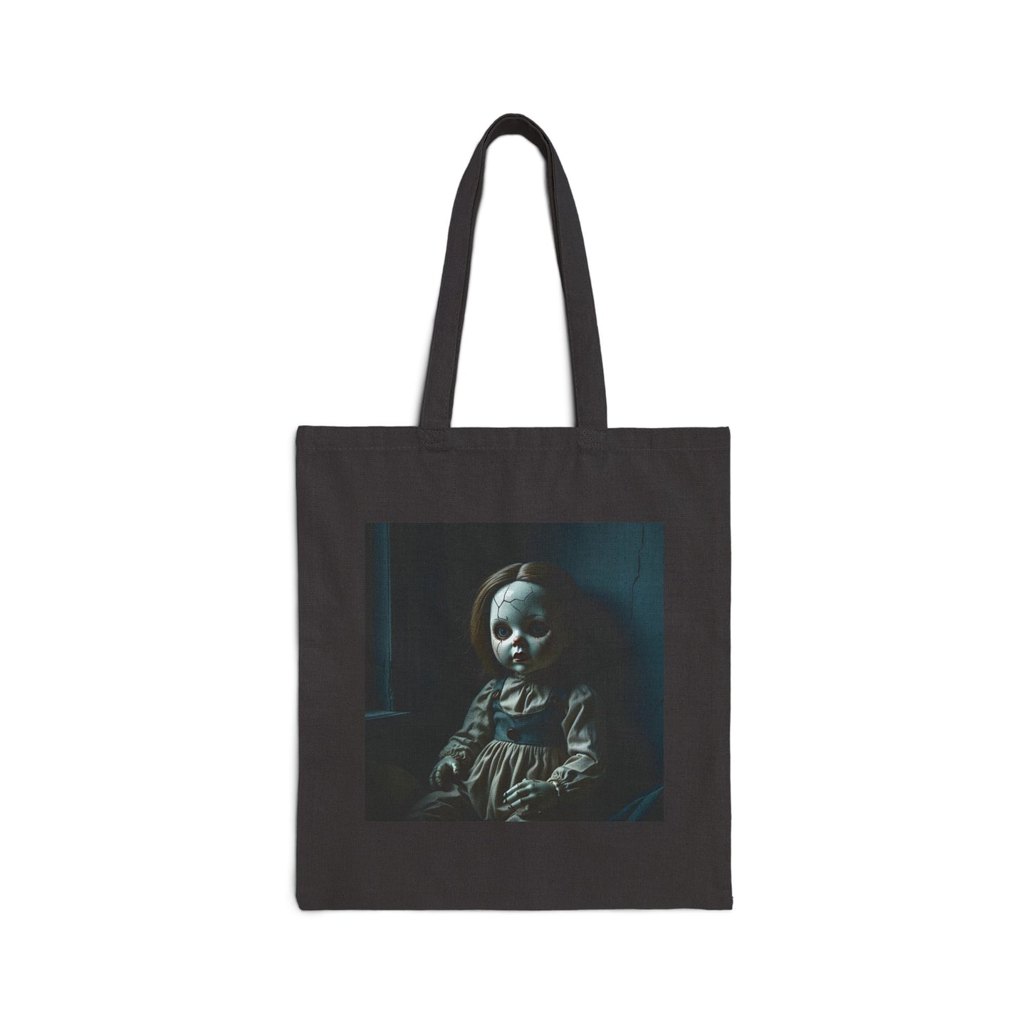 Mary Beth - Spooky Antique Doll Canvas Tote in Black