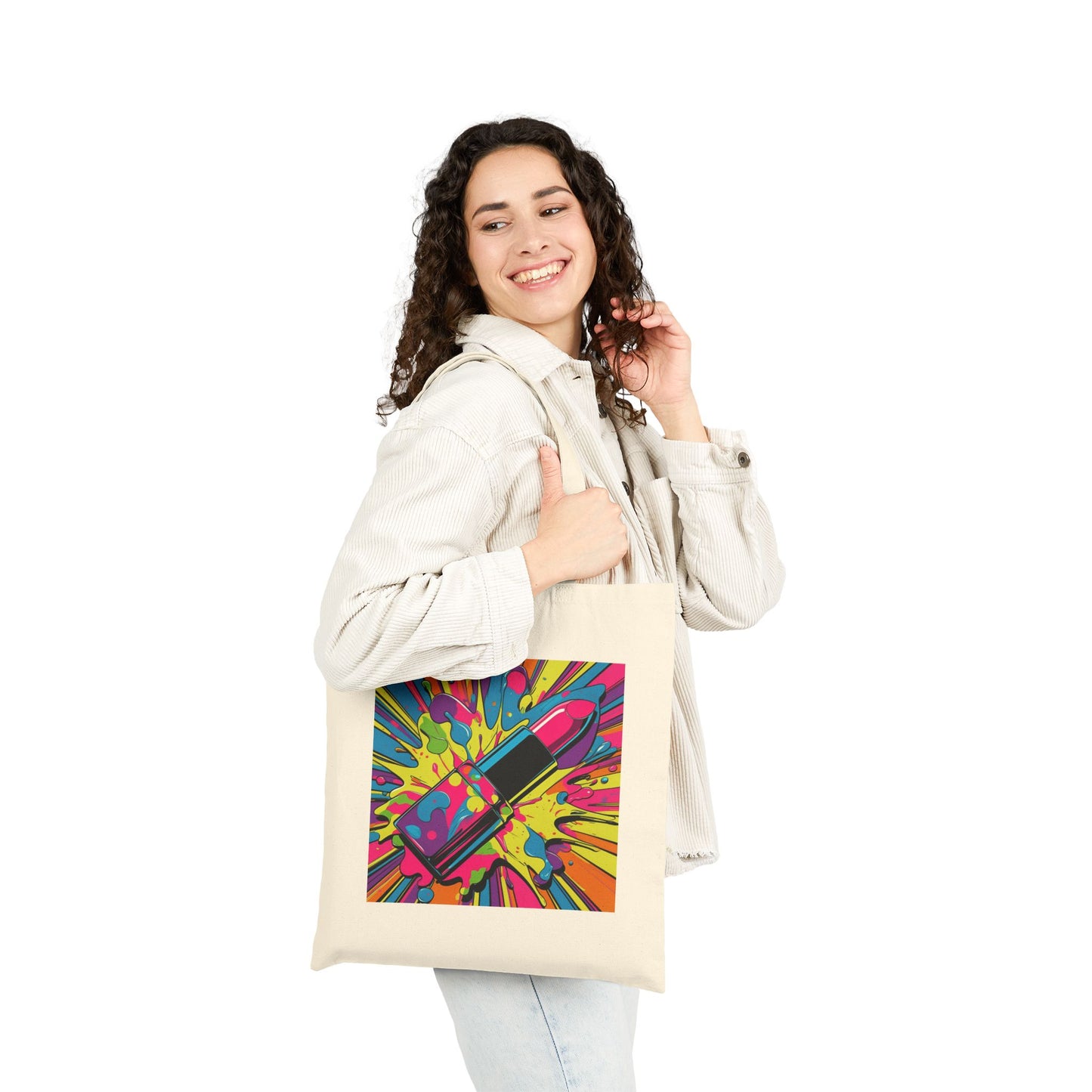 Pop Kiss Power – Lipstick Love Tote Bag in Natural