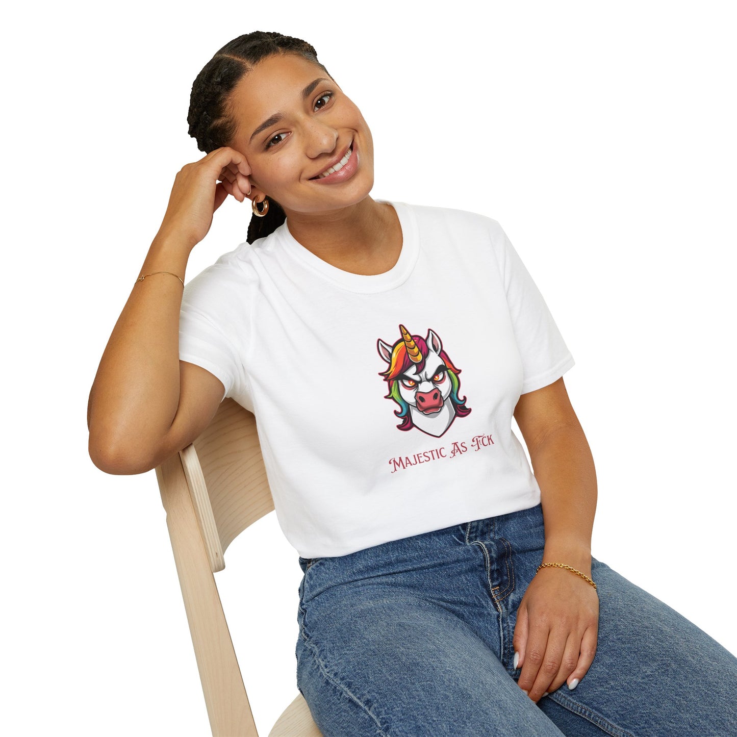 Majestic As Fck Unicorn T-Shirt – Angry Neon Rainbow Unicorn Tee