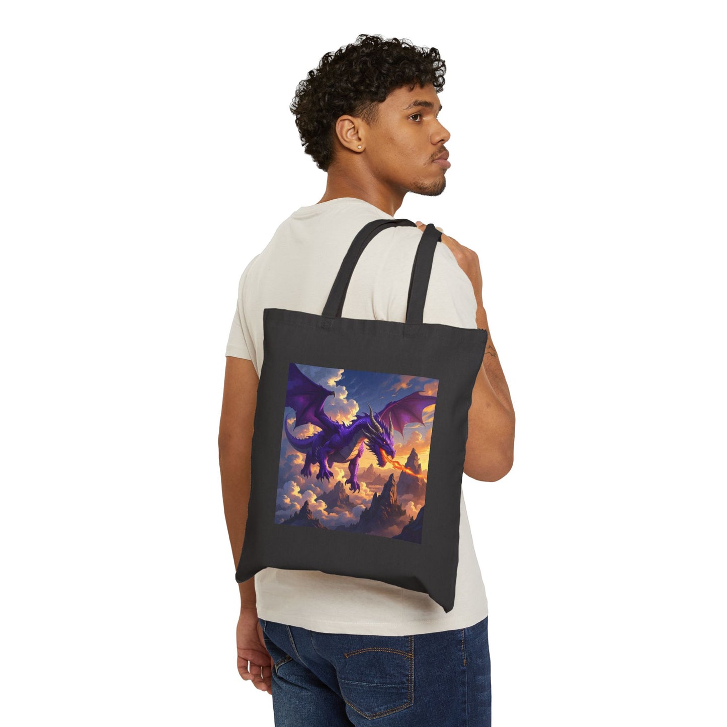 Amethyst Inferno – The Purple Dragon Tote Bag in Black