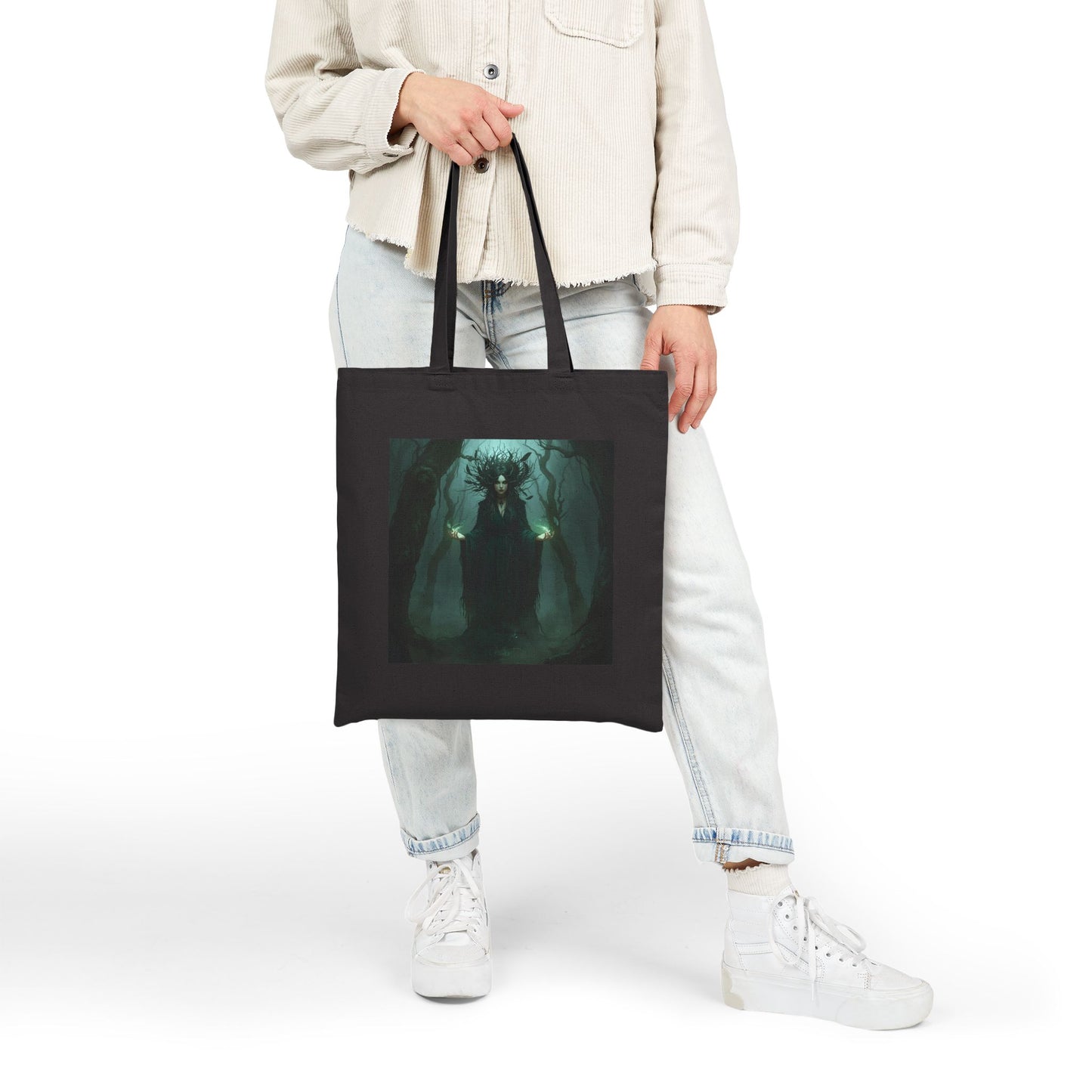 Forest Hex - Canvas Tote Bag in Black
