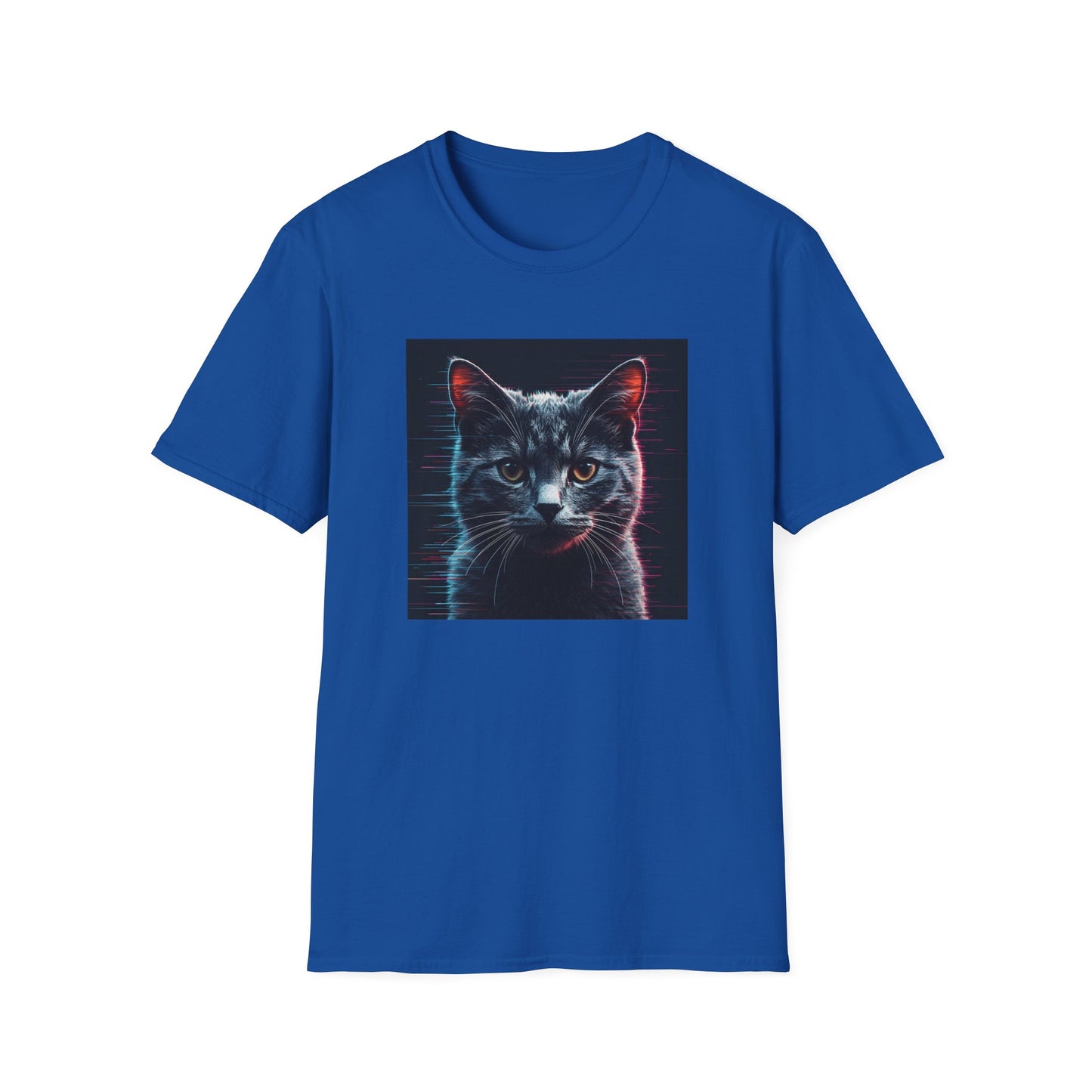 Pixellated Cat - Retro Meow Mode T-Shirt in Royal