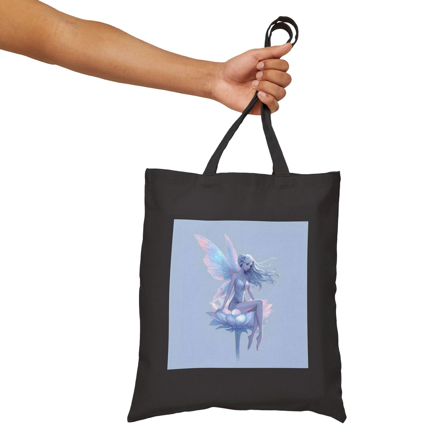 Crystals & Wings – Faerie Bloom Tote Bag in Black