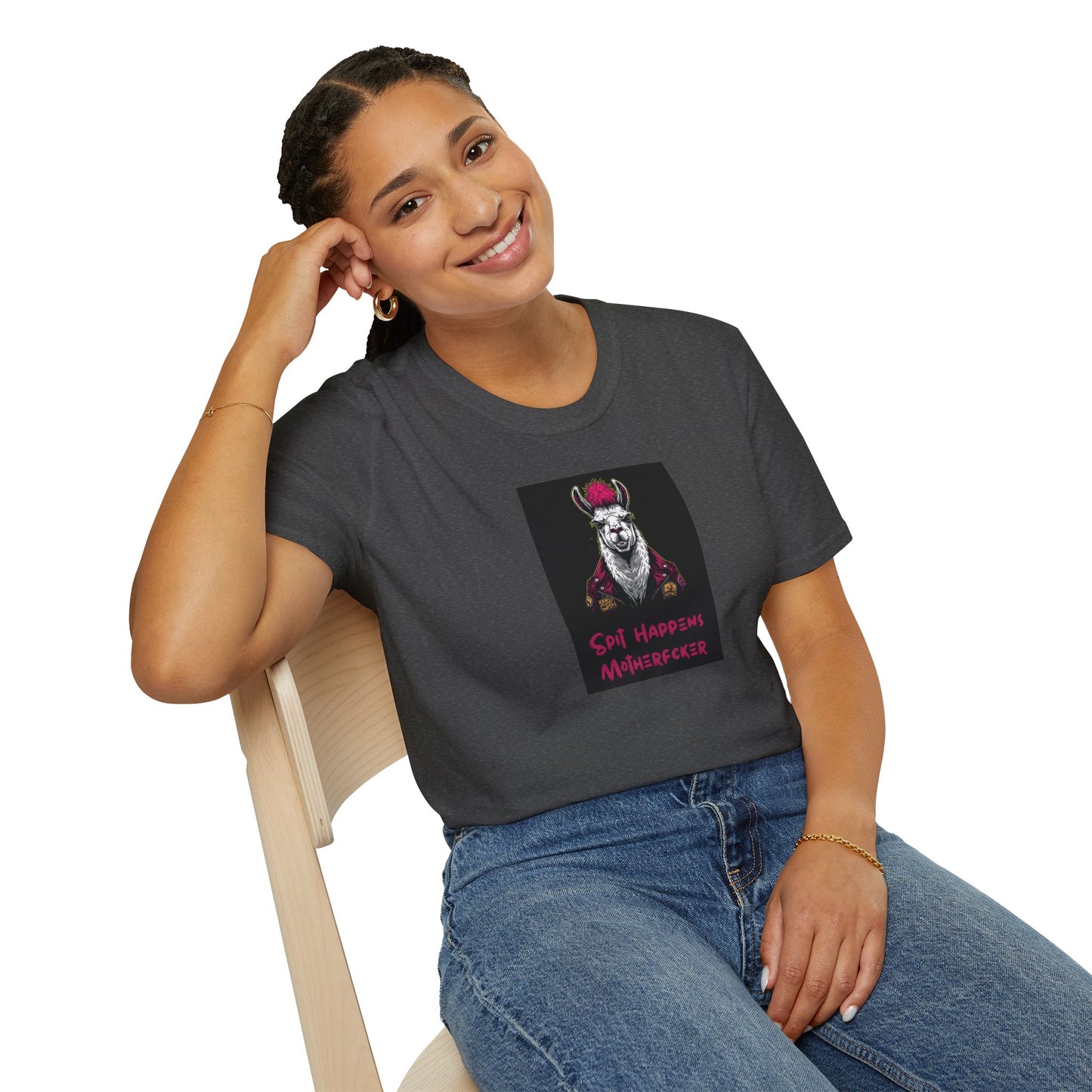 Spit Happens, Motherfcker T-Shirt – Grungy Punk Llama Street Art Tee