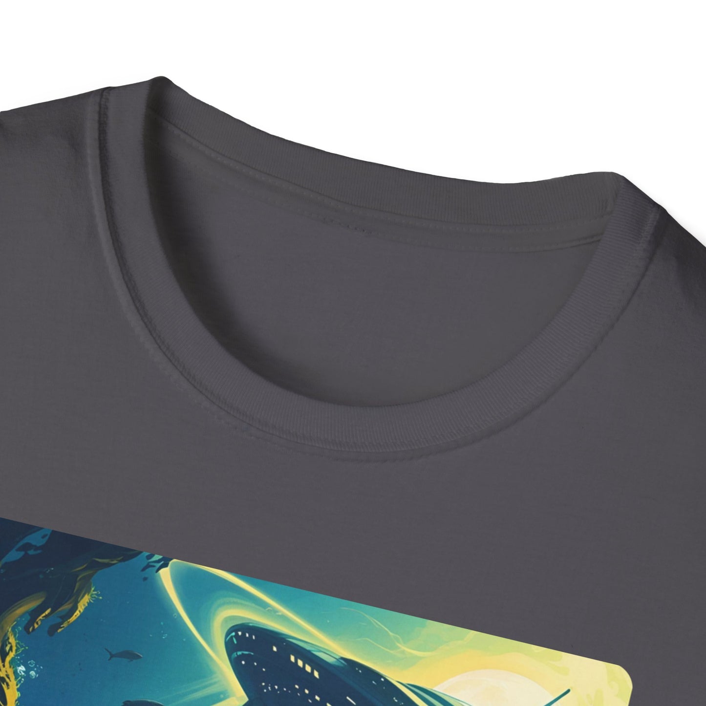 Awww Shit!!! UFO Encounter T-Shirt in Charcoal - Neckline
