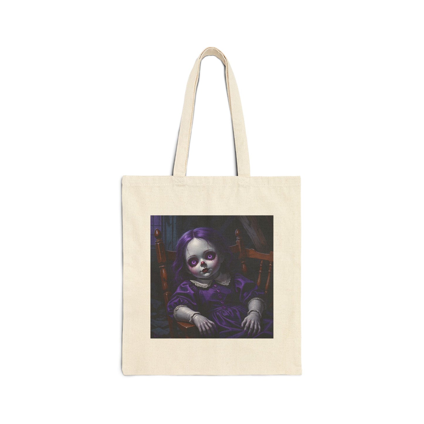 Lili Mae - Creepy Vintage Doll Canvas Tote in Natural