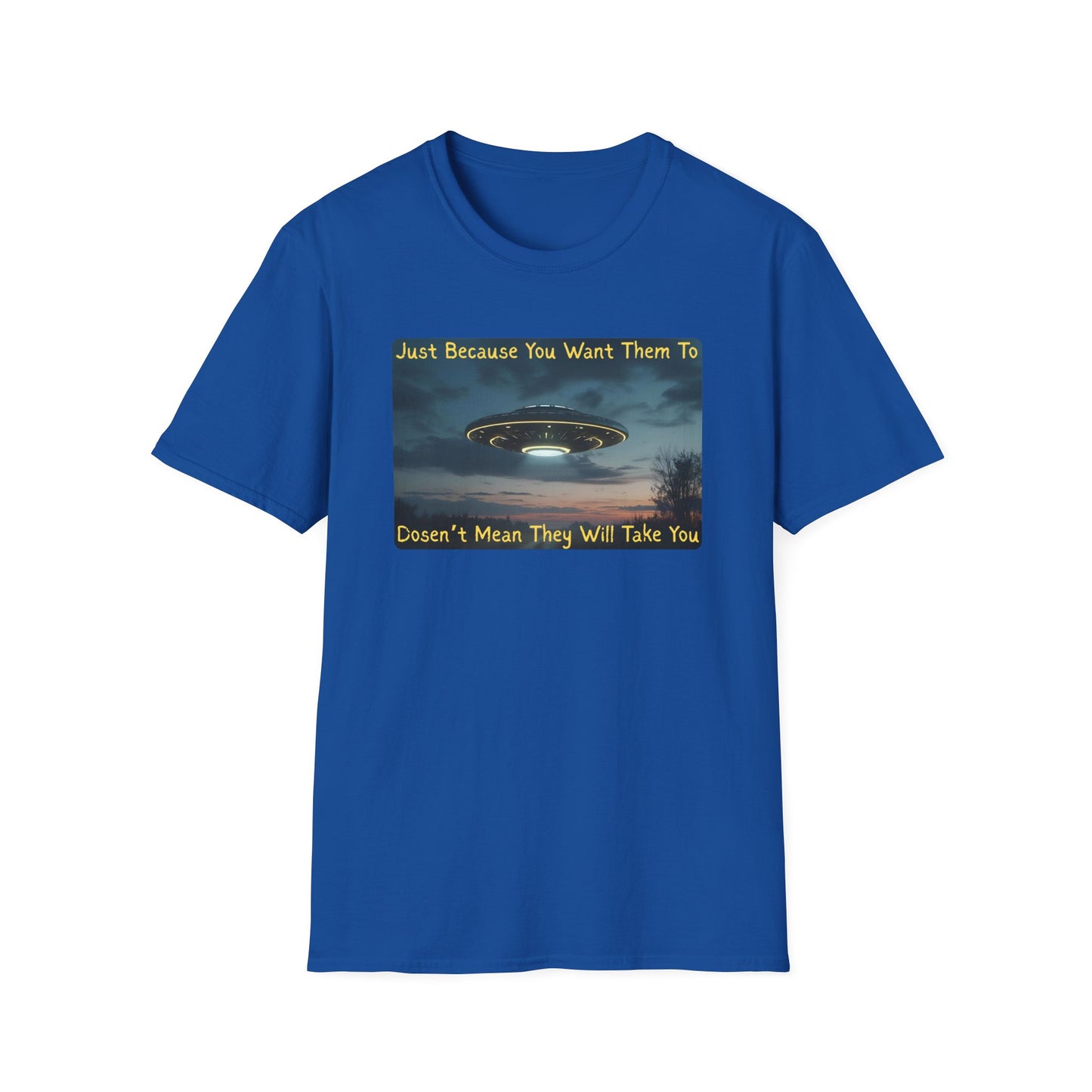 Just Because You Want Them To Dosen't Mean They Will Take You UFO T-Shirt in Royal
