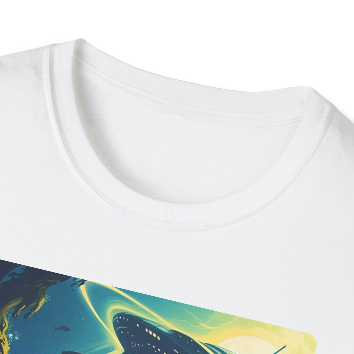 Awww Shit!!! UFO Encounter T-Shirt in White - Neckline