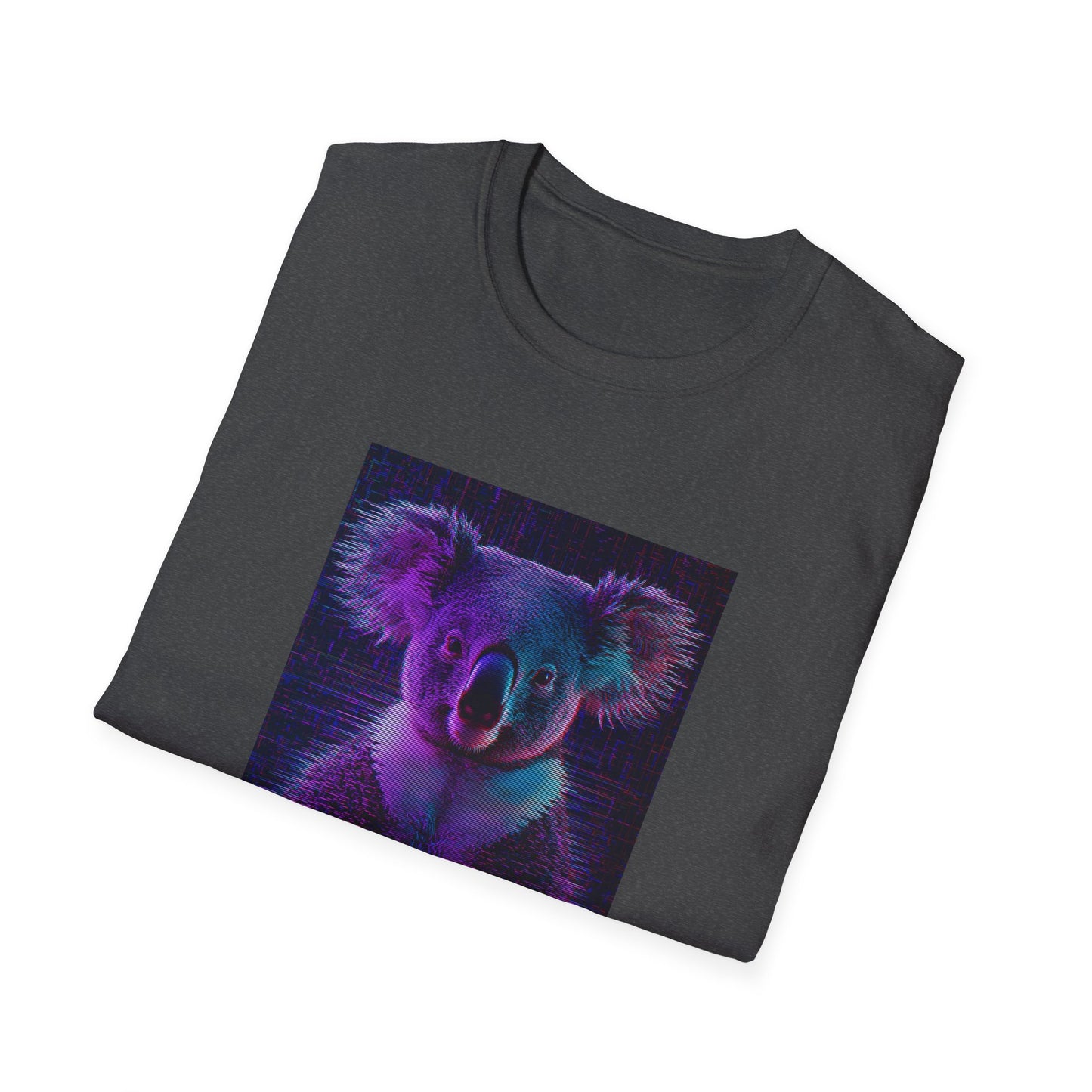 Pixellated Koala — Pixel Down Under Retro Gamer Tee in Dark Heather - Folded