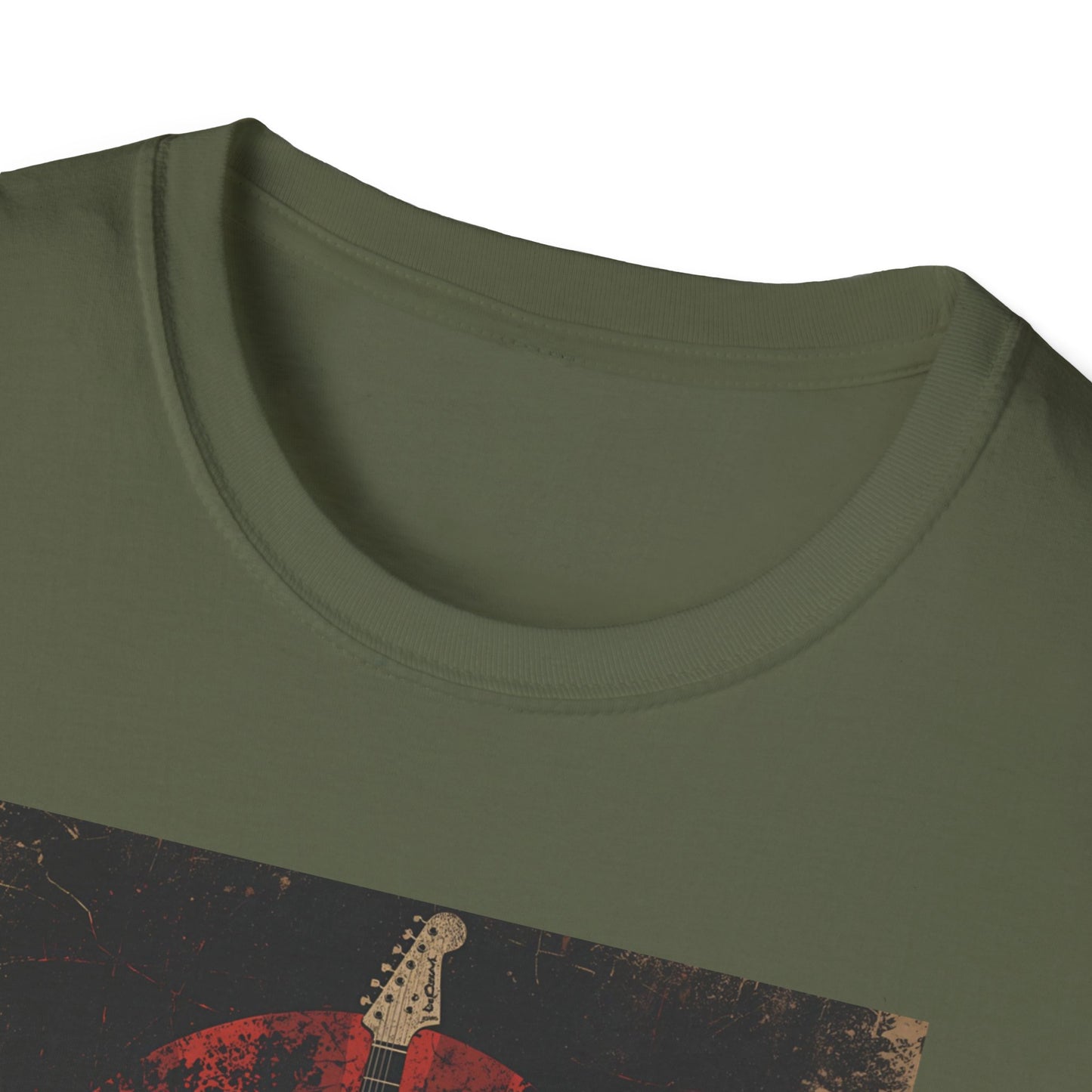 Rise of Sound - Vintage Guitar Sun Tee in Military Green - Neckline