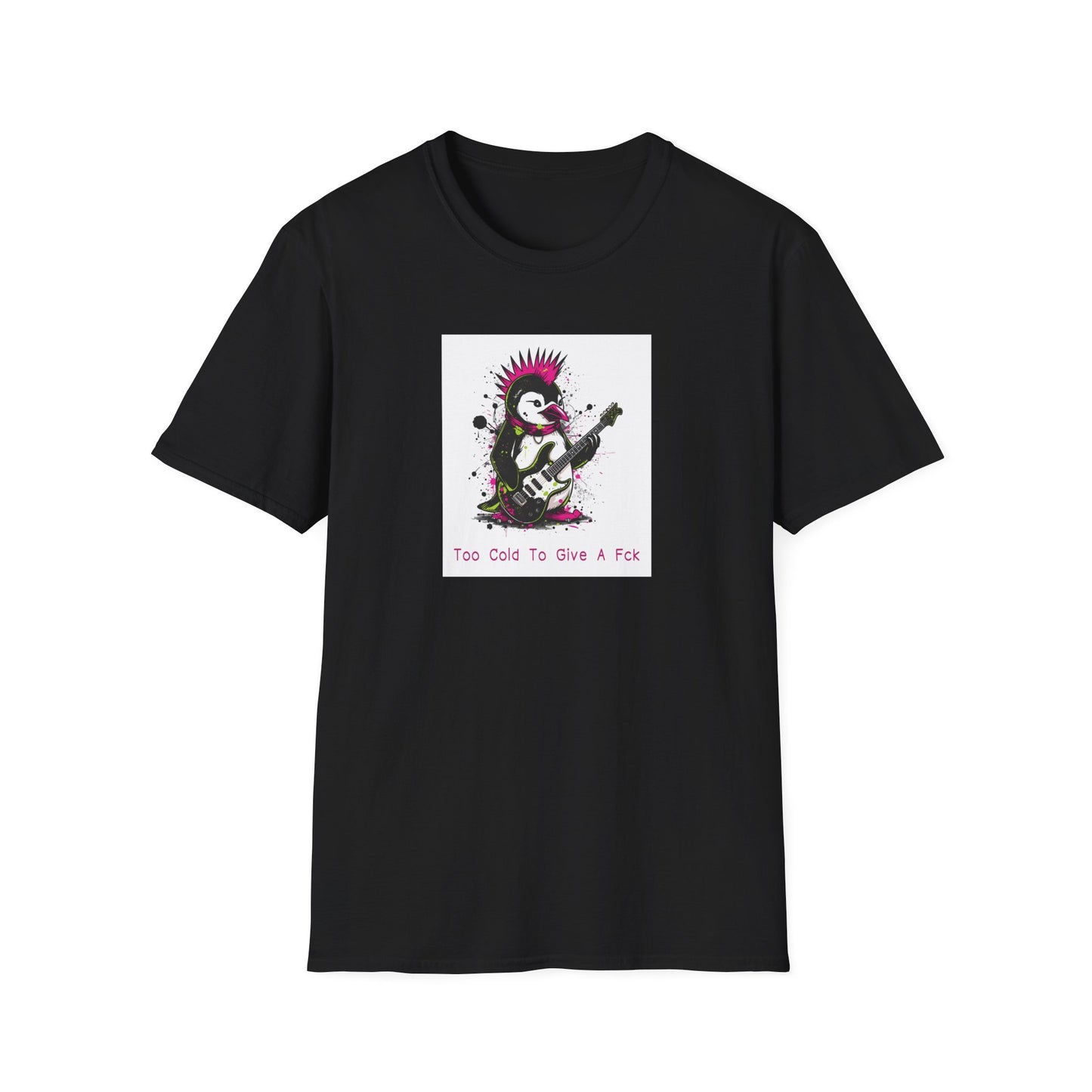 Too Cold To Give A Fck T-Shirt – Punk Penguin Grunge Cartoon Tee