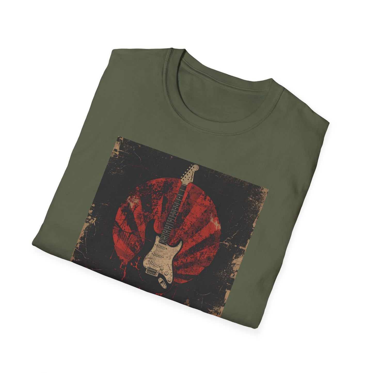 Rise of Sound - Vintage Guitar Sun Tee in Military Green - Folded