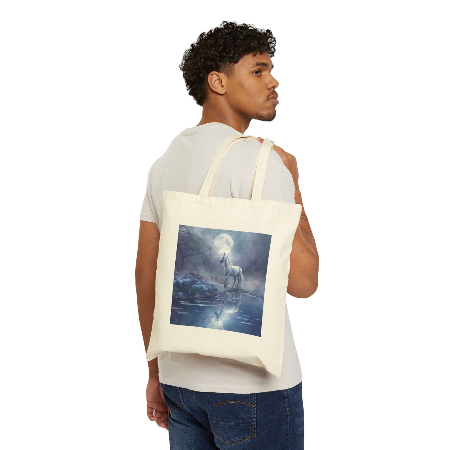 Moonlit Majesty Horse Tote Bag in Natural