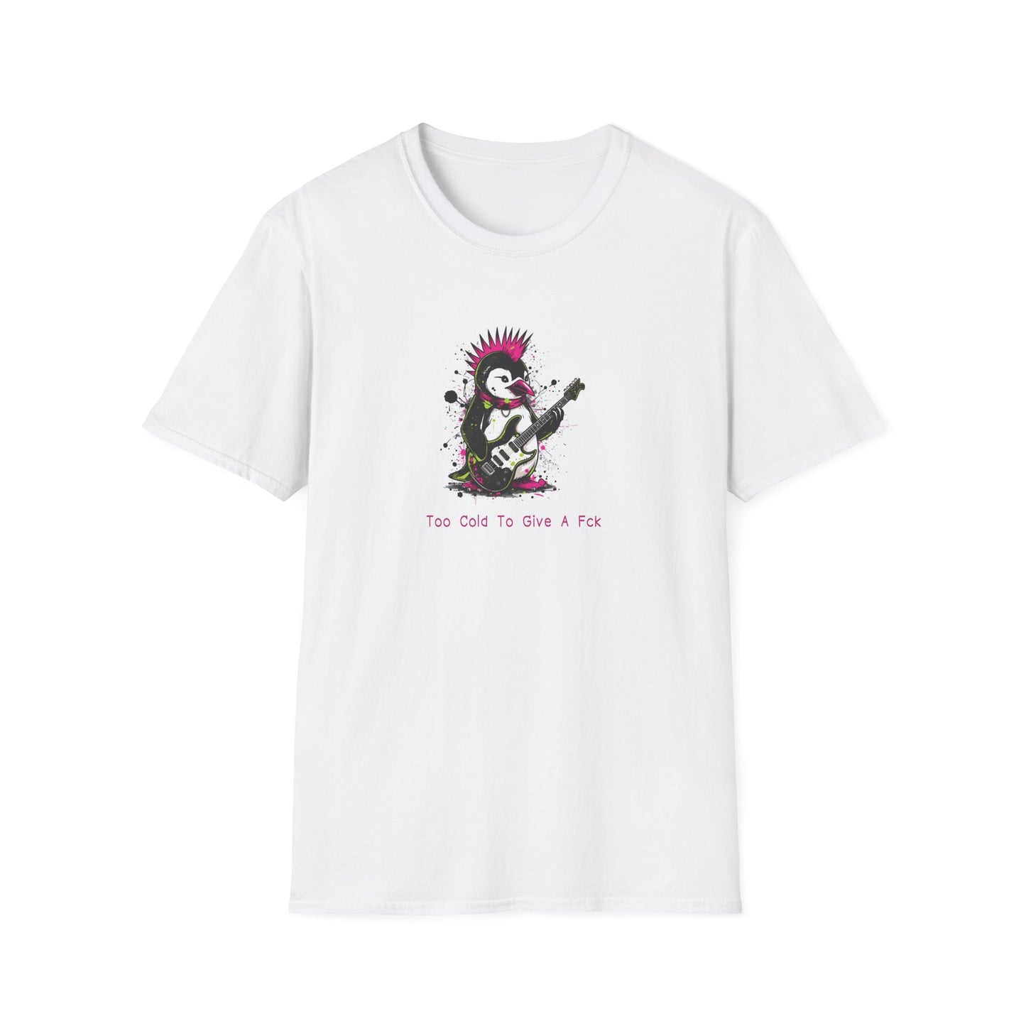 Too Cold To Give A Fck T-Shirt – Punk Penguin Grunge Cartoon Tee