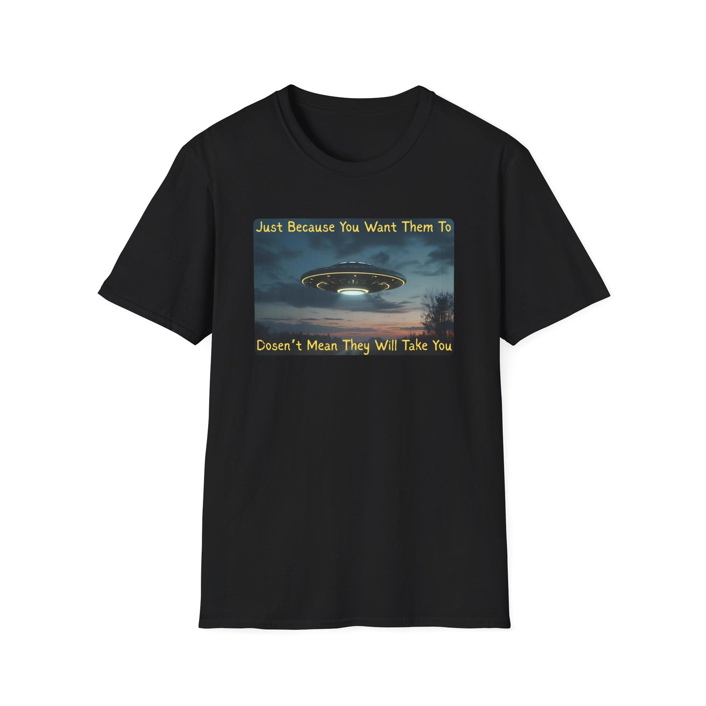 Just Because You Want Them To Dosen't Mean They Will Take You UFO T-Shirt in Black