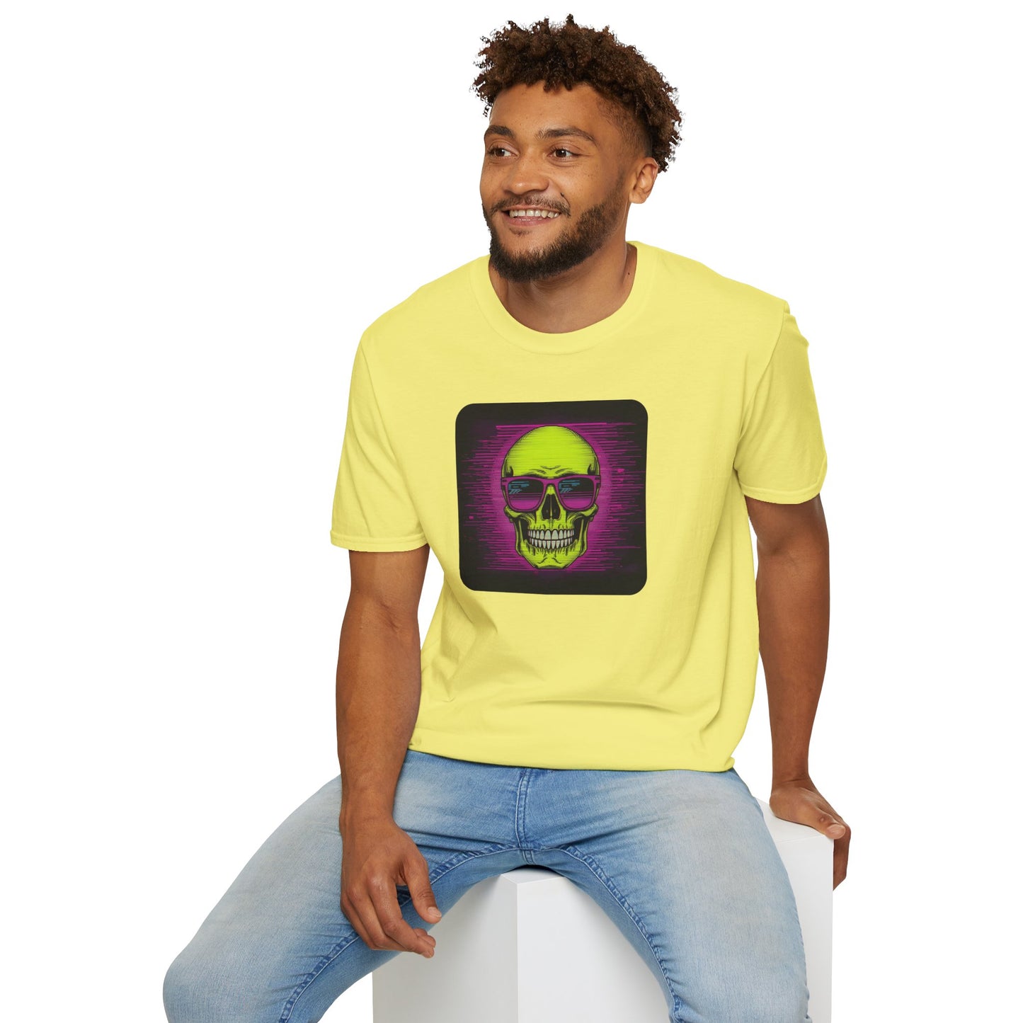 Game Over Retro Gamer Tee - Pixellated Skull in Cornsilk