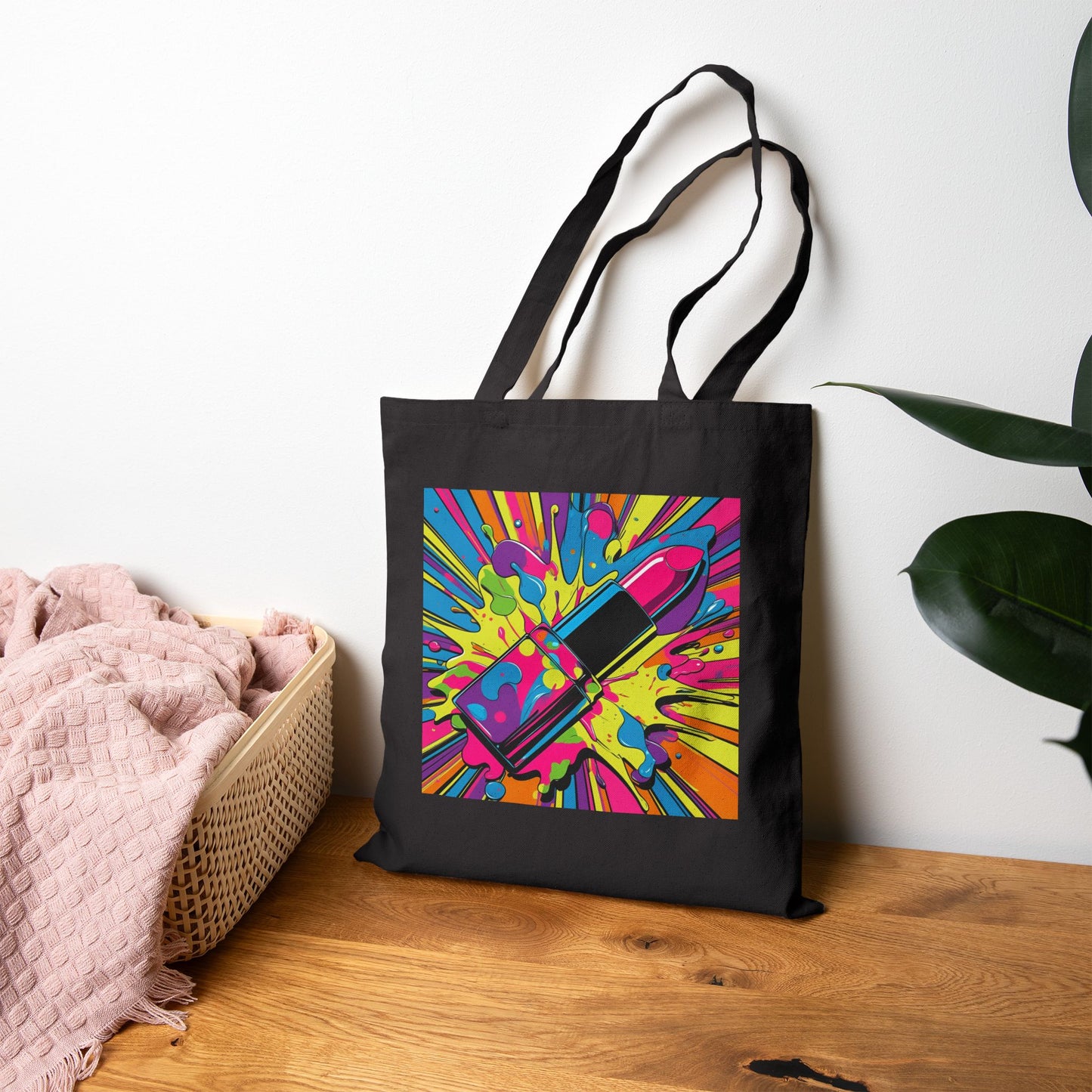Pop Kiss Power – Lipstick Love Tote Bag in Black